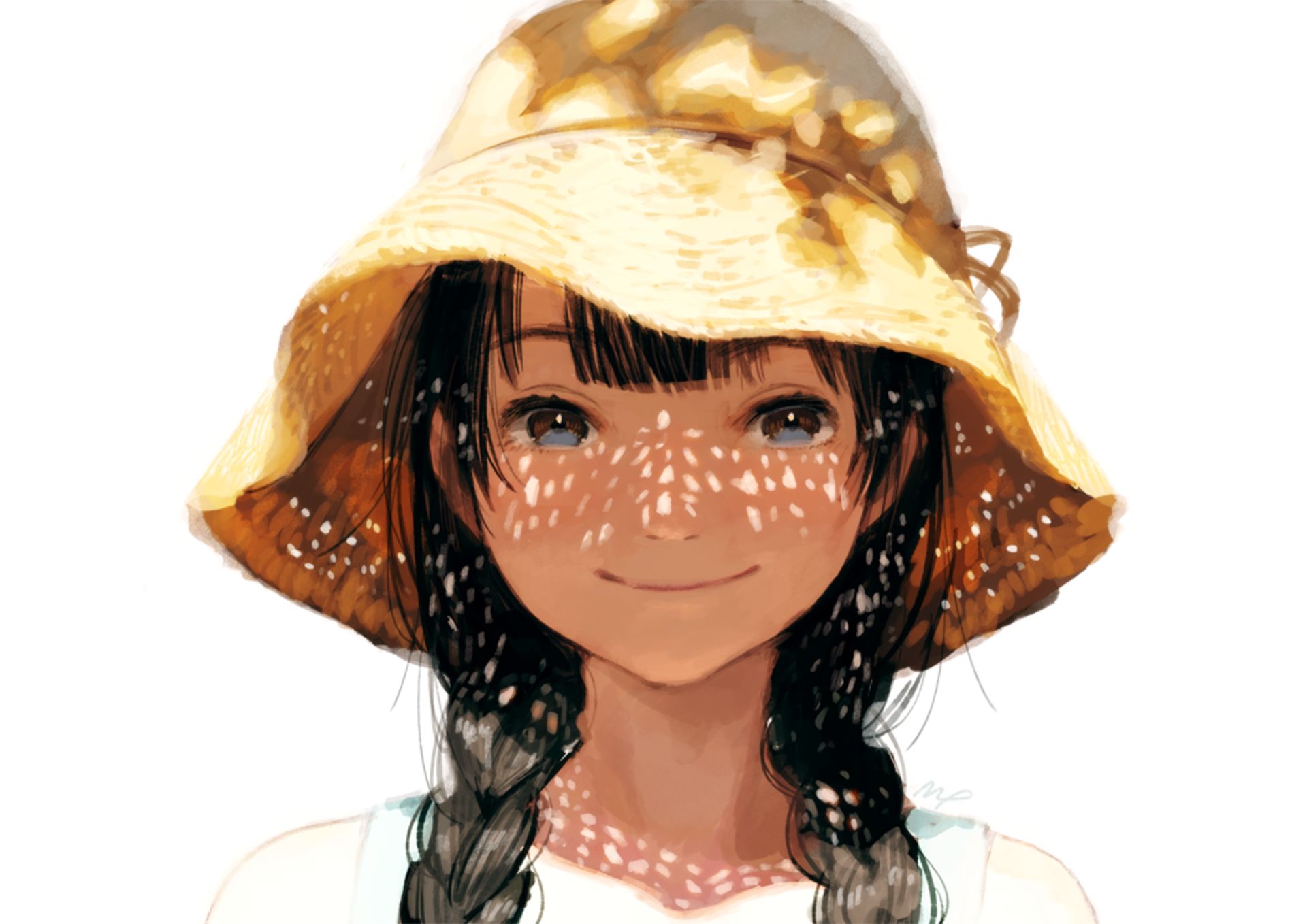 Девушка в соломенной шляпе арт