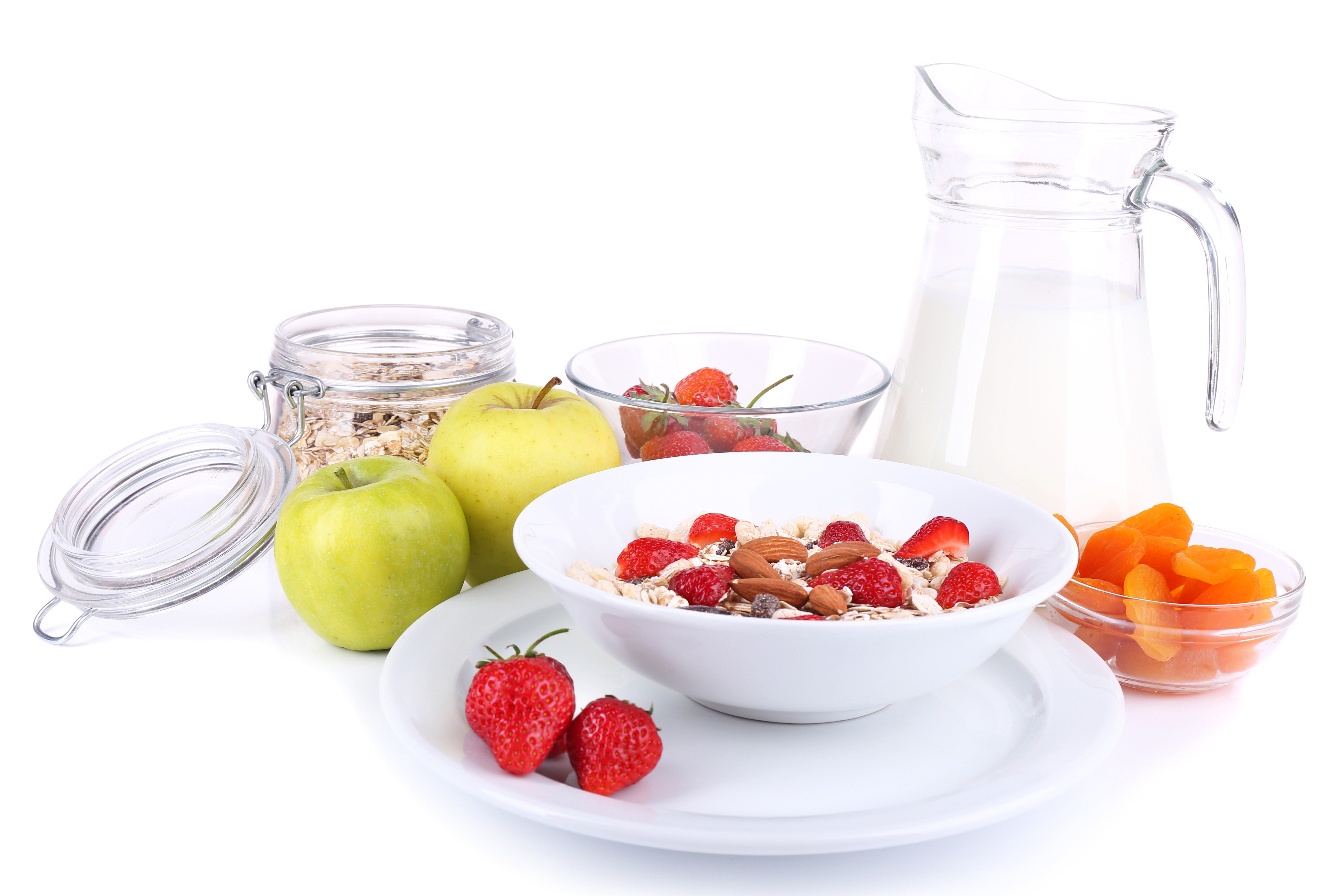 food, breakfast, cereal, fruit, milk, still life HD wallpaper