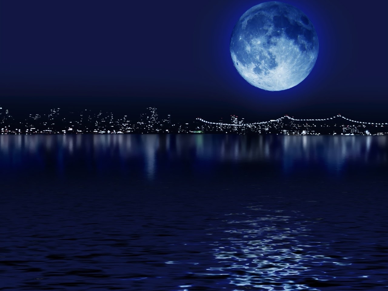 免费下载景观, 海, 夜, 月球手机壁纸。