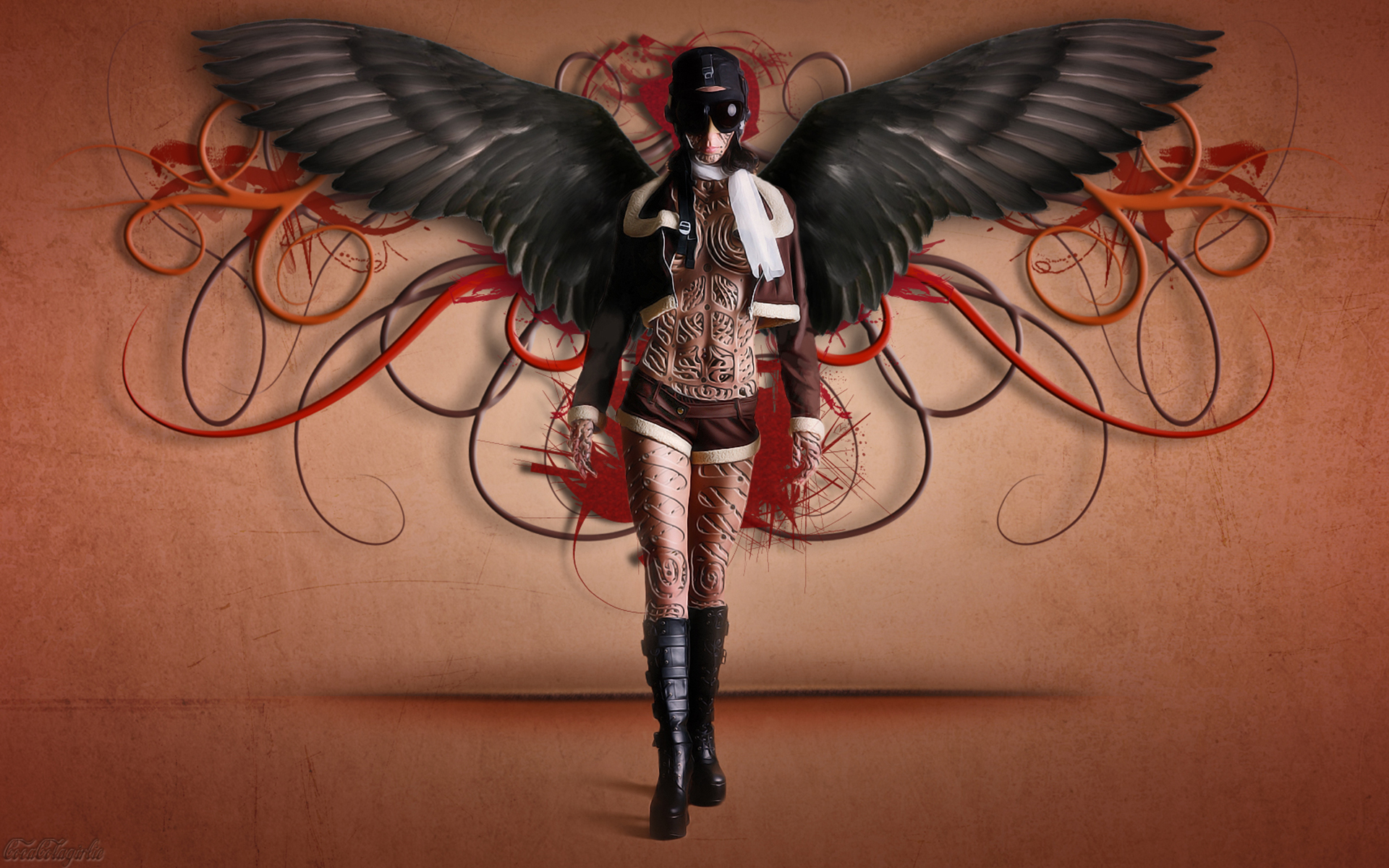 gothic, sci fi, steampunk, angel, manipulation, model, style Desktop home screen Wallpaper