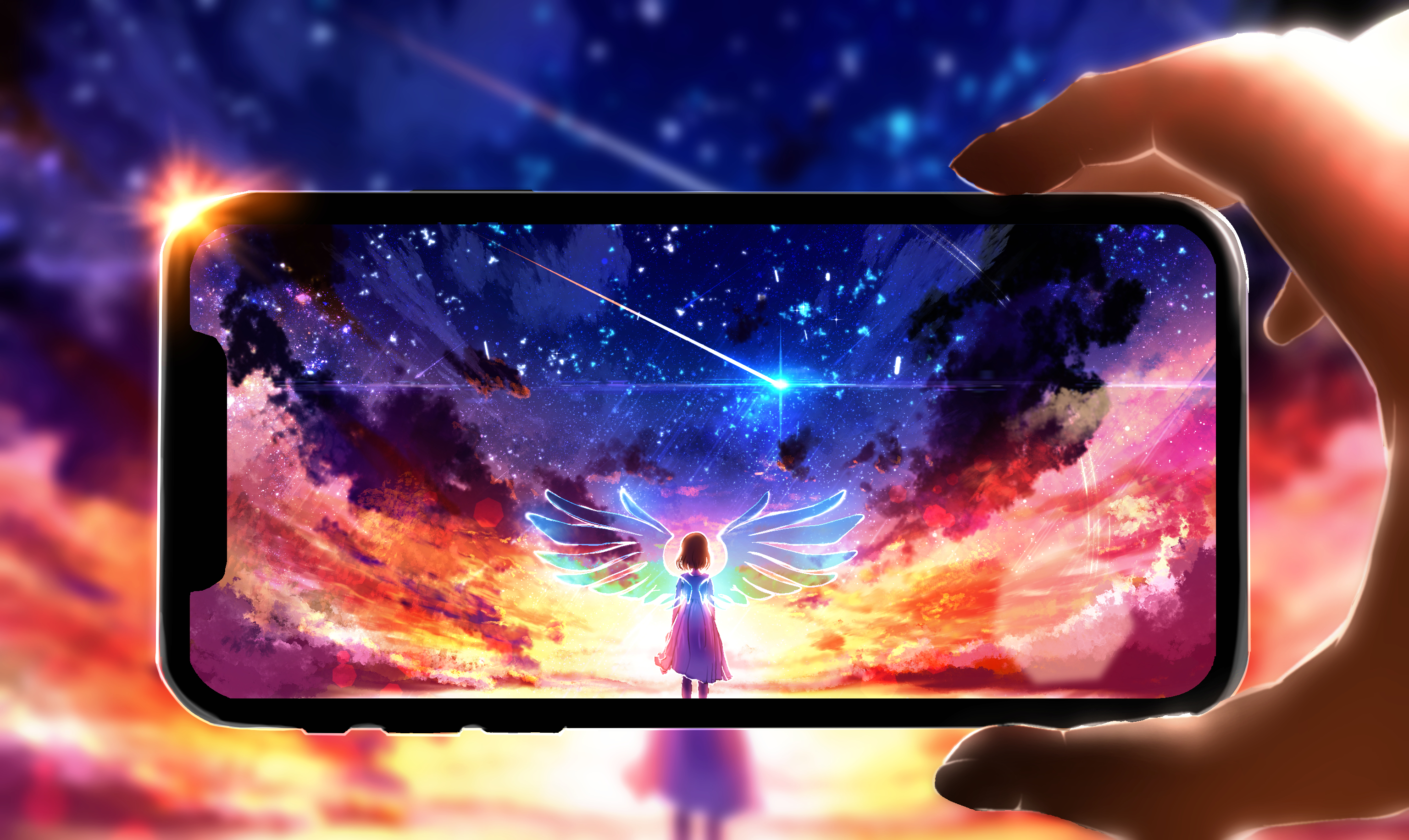anime, original, iphone, smartphone, wings
