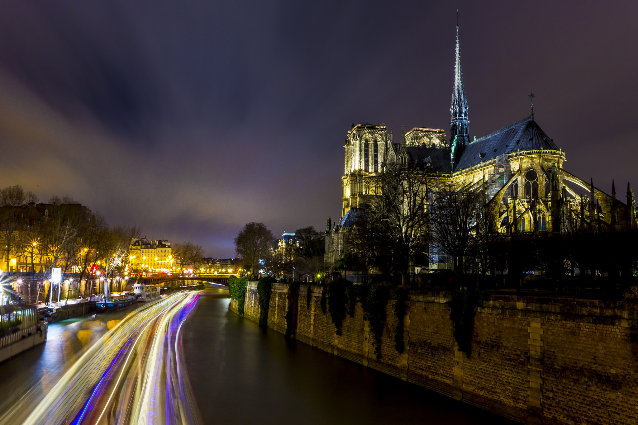 religious, notre dame de paris, cathedral, light, night, time lapse, cathedrals Phone Background