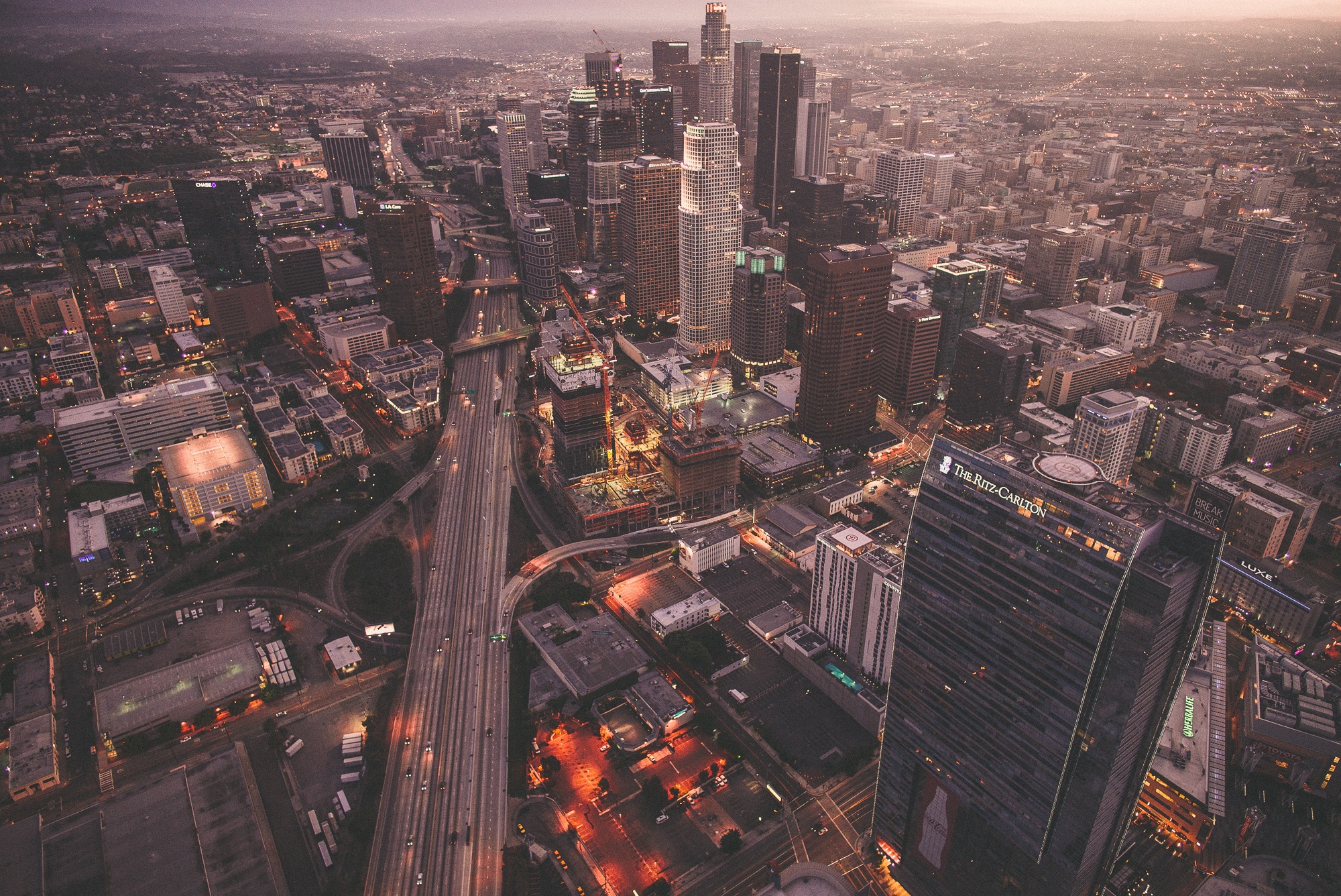los angeles, usa, man made, aerial, building, city, cityscape, highway, skyscraper, cities