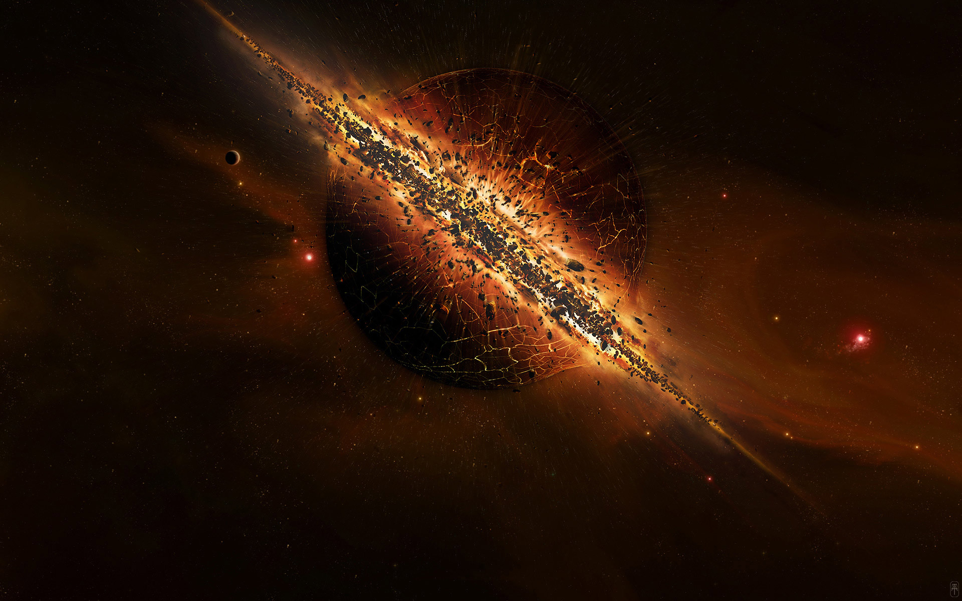 explosion, sci fi, planet, space 1080p