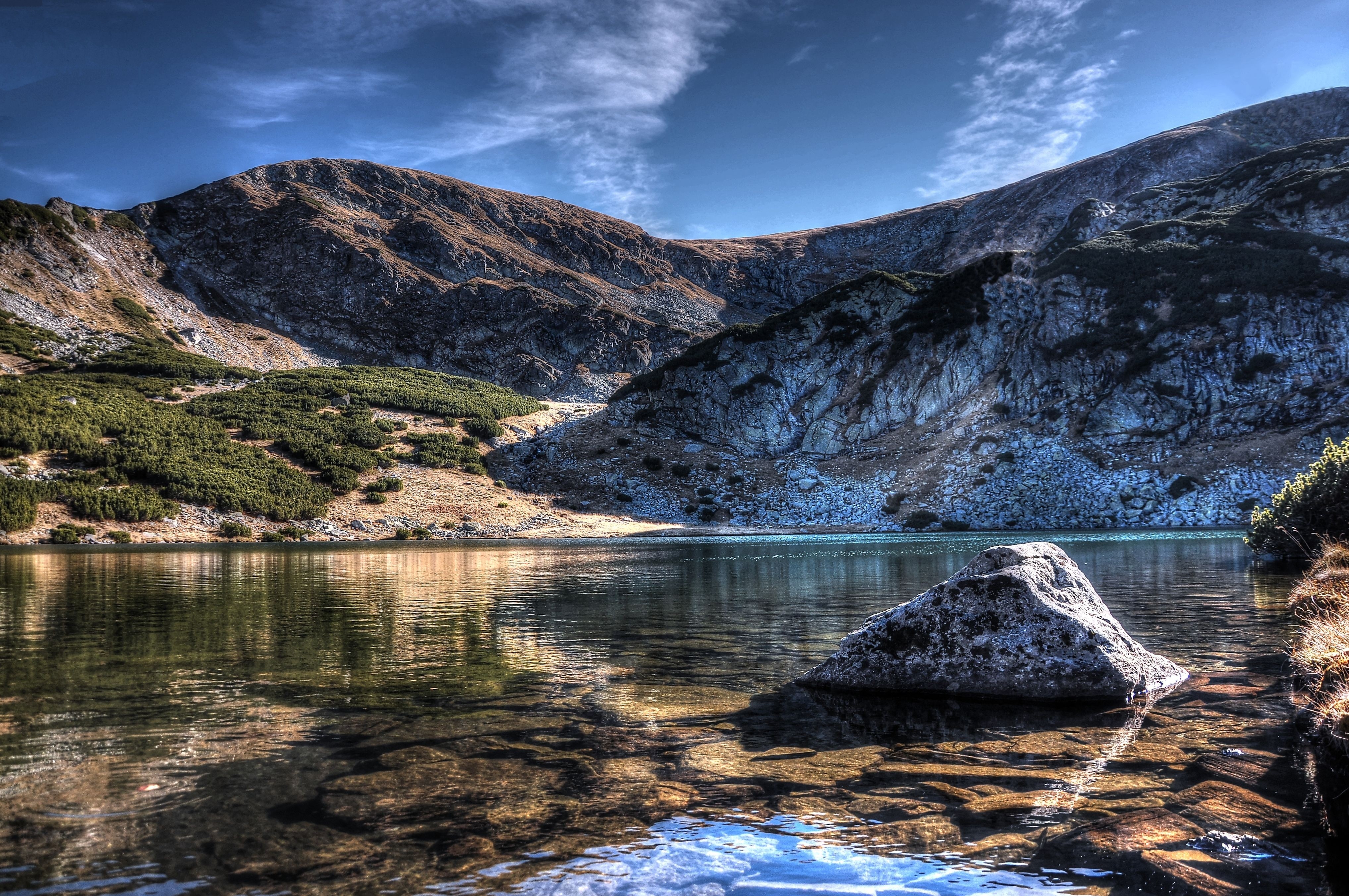 PCデスクトップに湖, 自然, 山脈, スカイ, 風景画像を無料でダウンロード