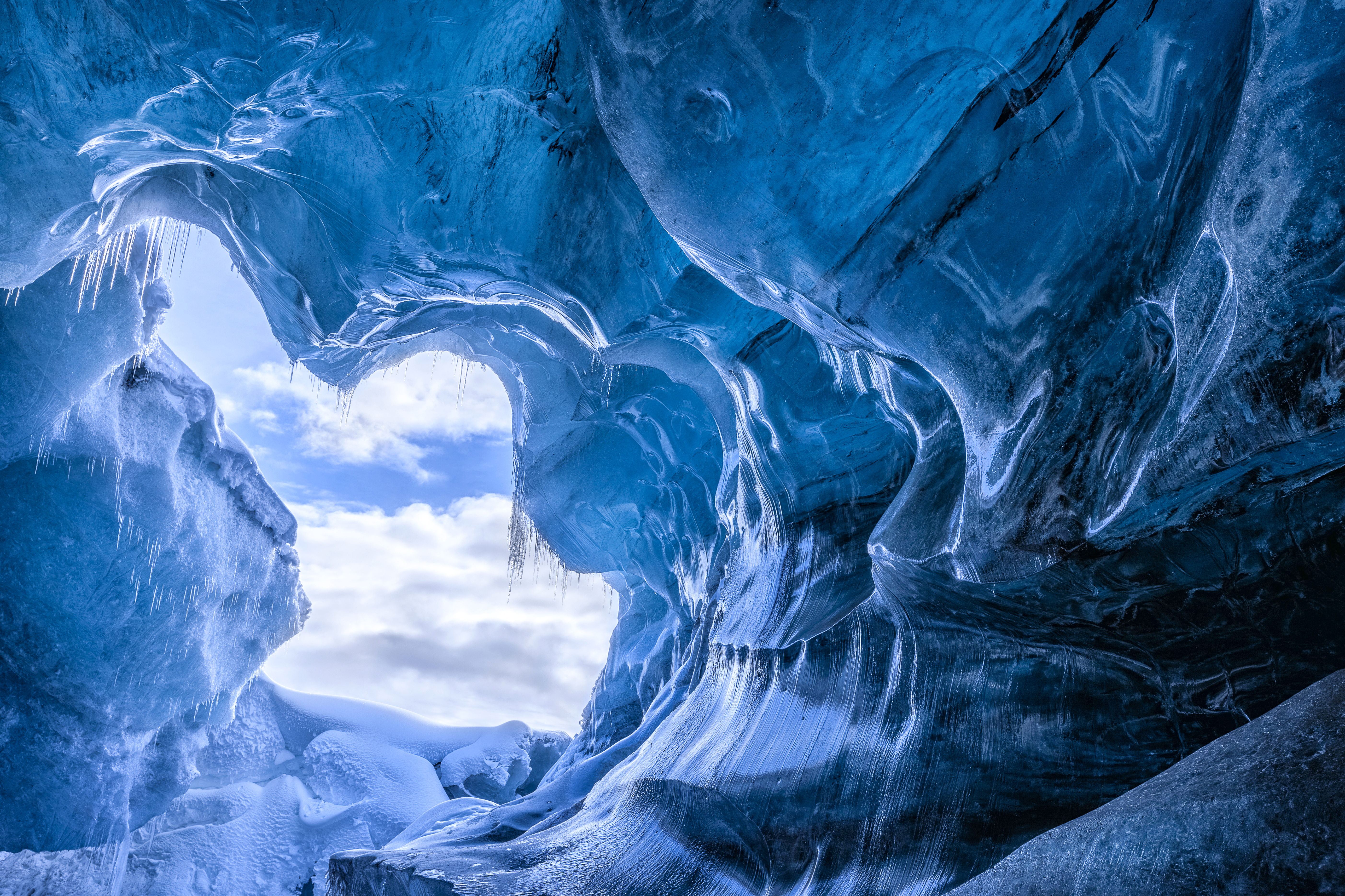 ice cave, iceland, nature, earth, cave, ice HD wallpaper