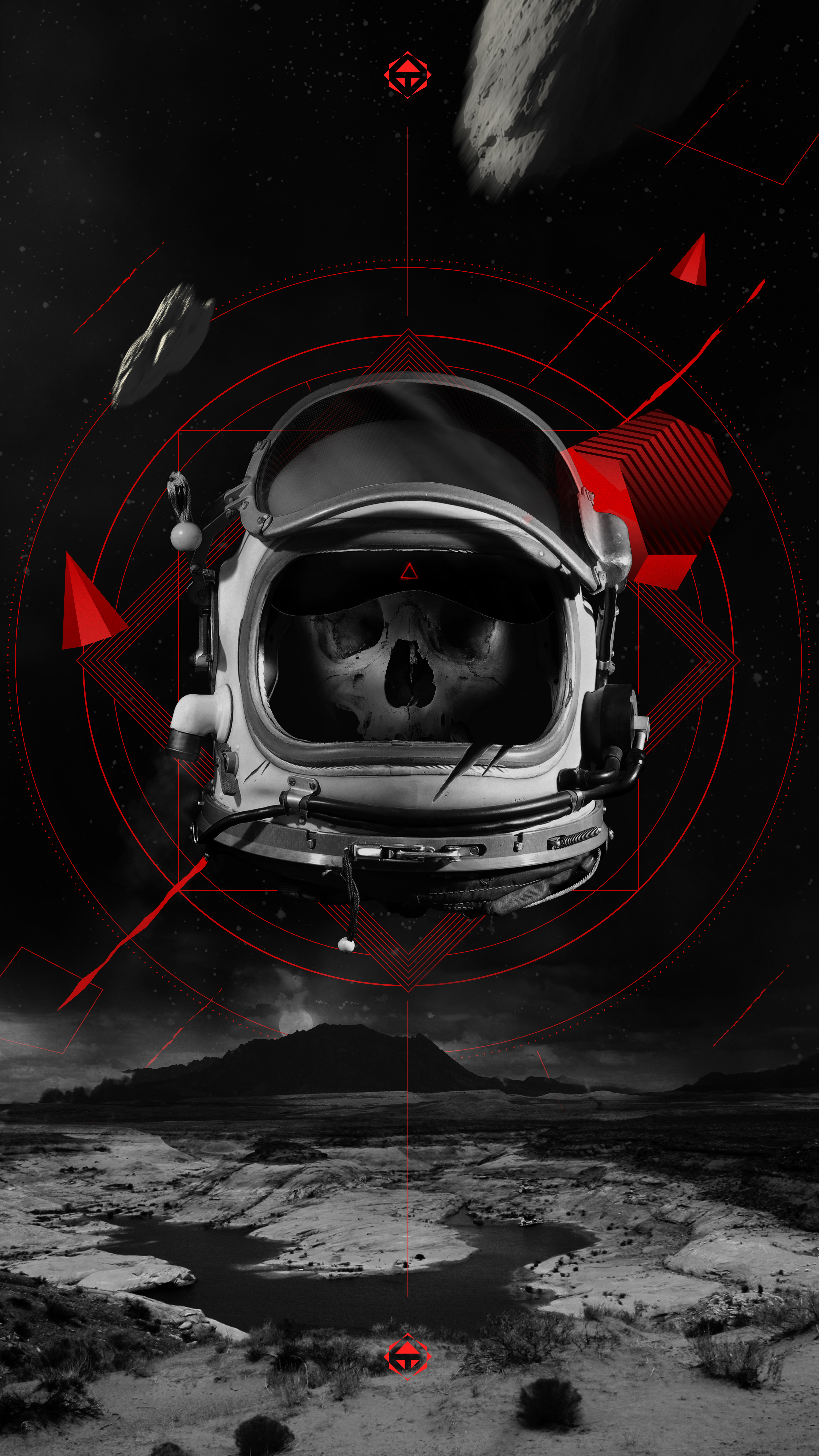 Download mobile wallpaper Art, Helmet, Cosmonaut, Skull for free.