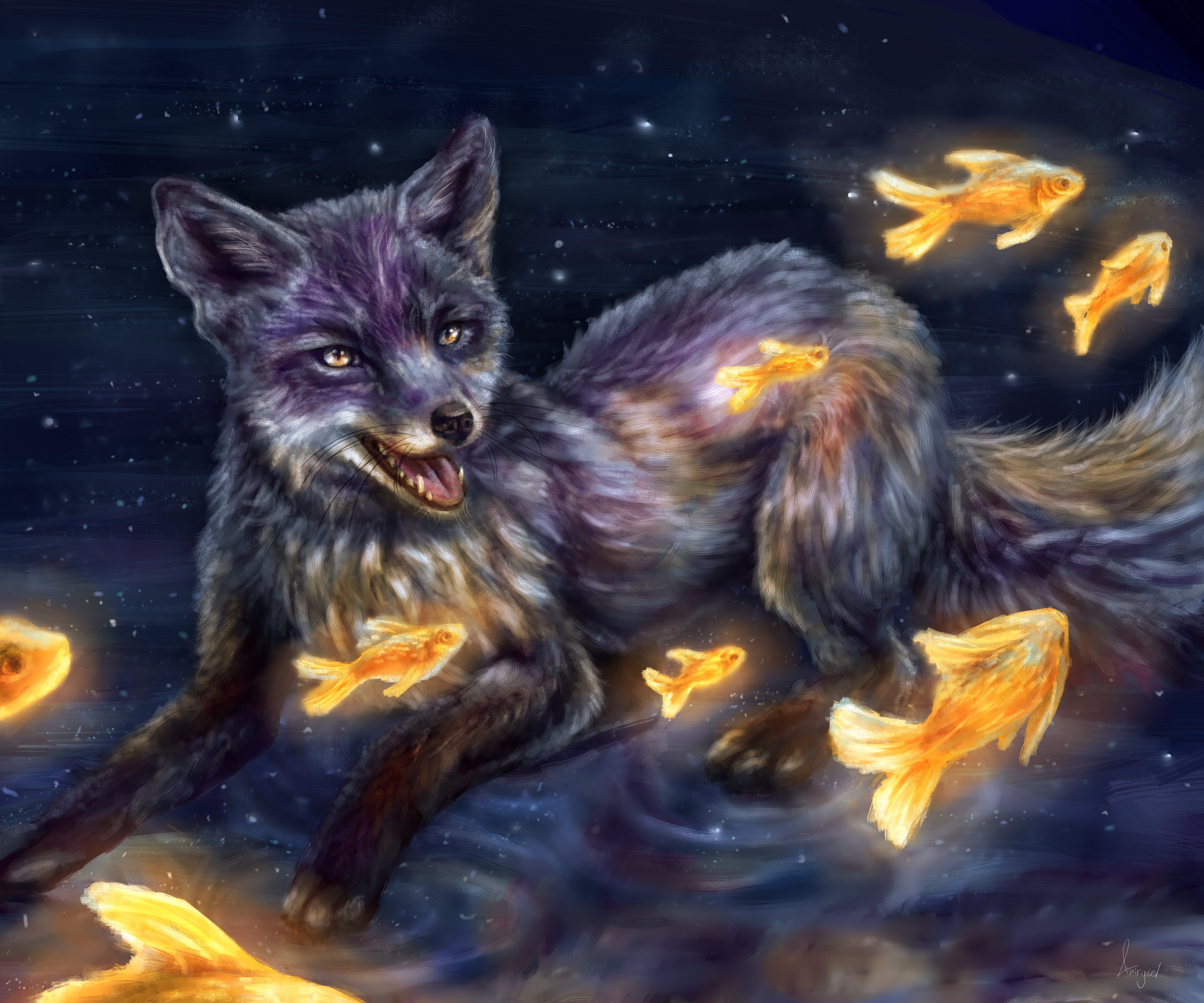 Laden Sie das Ein Fuchs, Illusion, Ein Fisch, Fisch, Kunst, Fuchs-Bild kostenlos auf Ihren PC-Desktop herunter