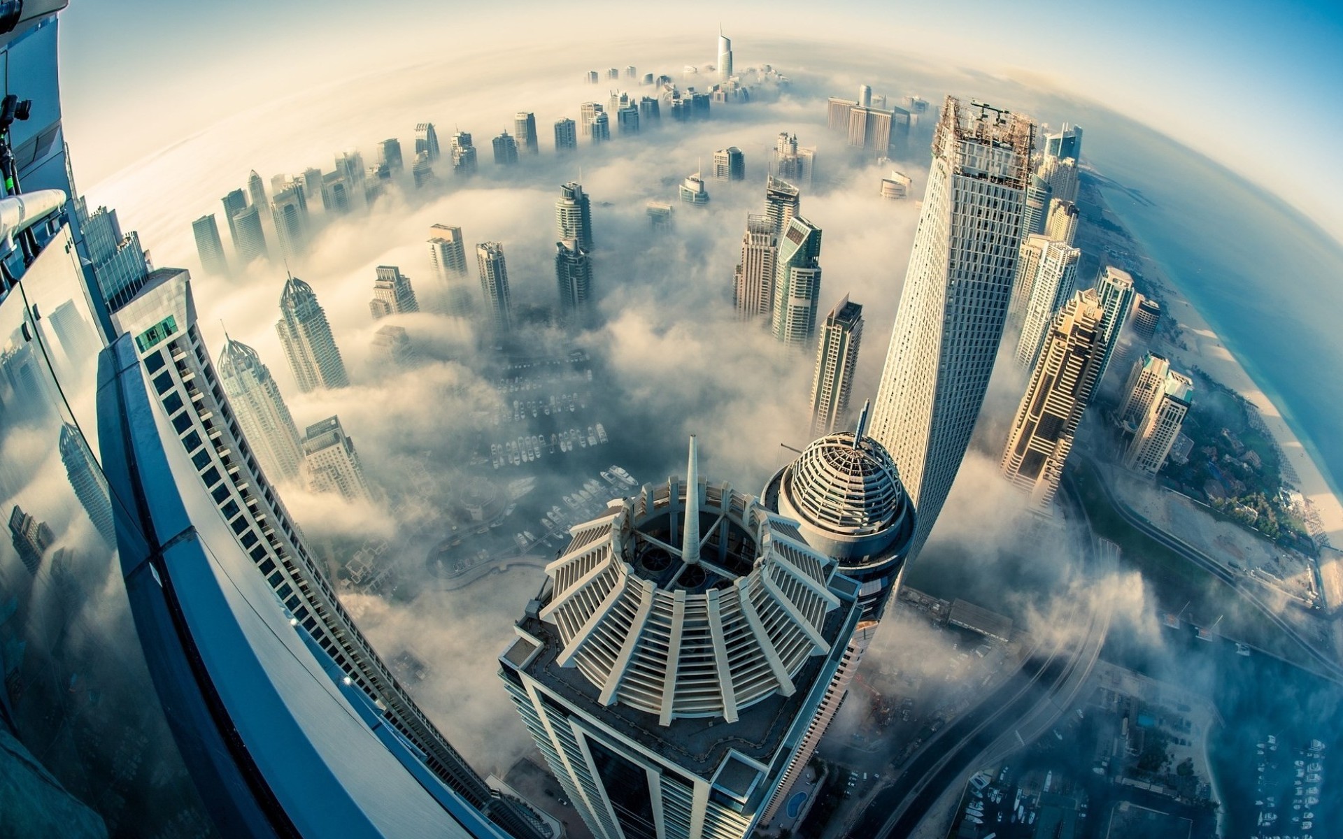 dubai, emirates, sheikh zayed avenue, man made, fog, cities 32K