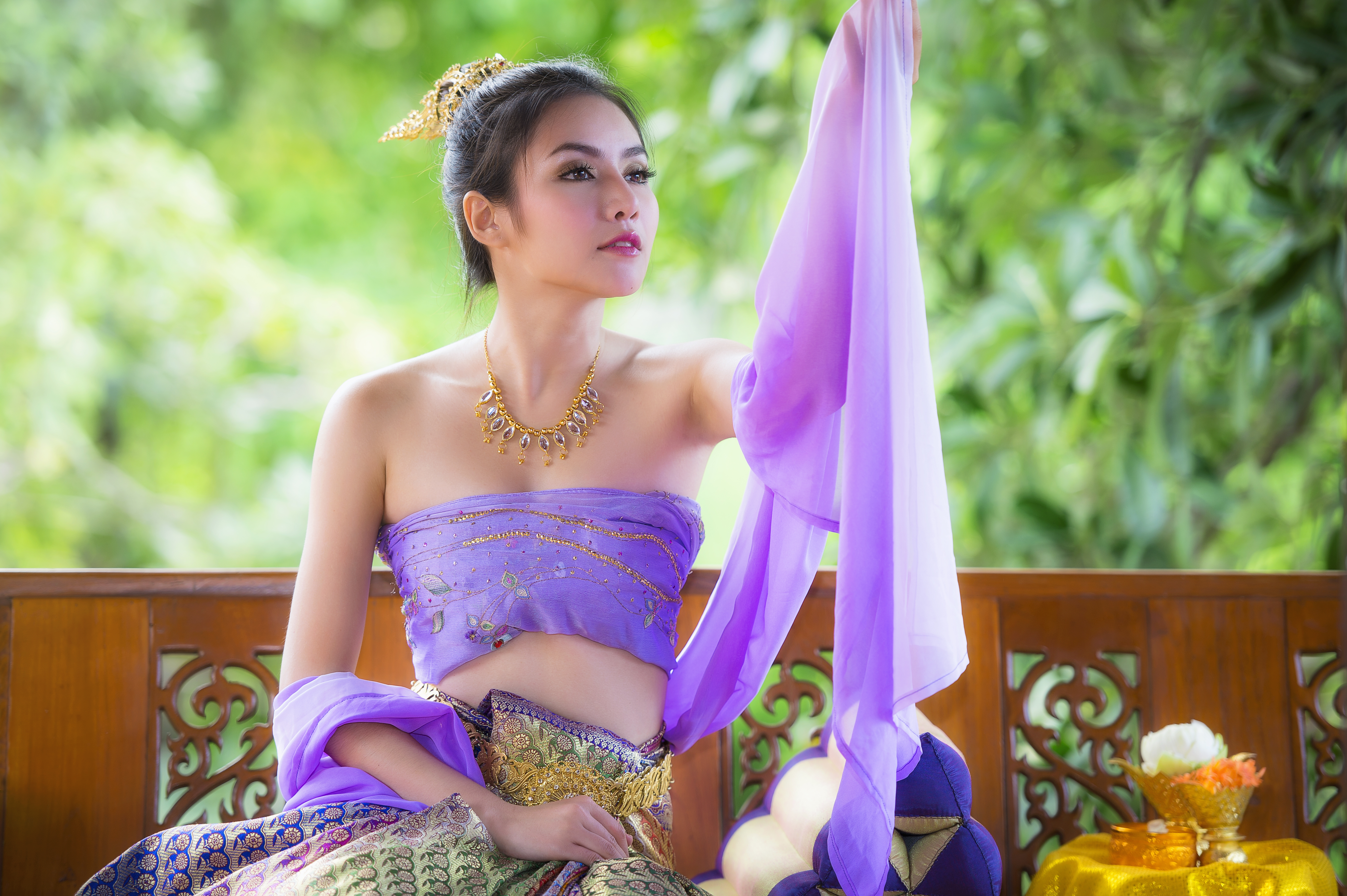 women, asian, model, necklace, oriental, thailand, traditional costume