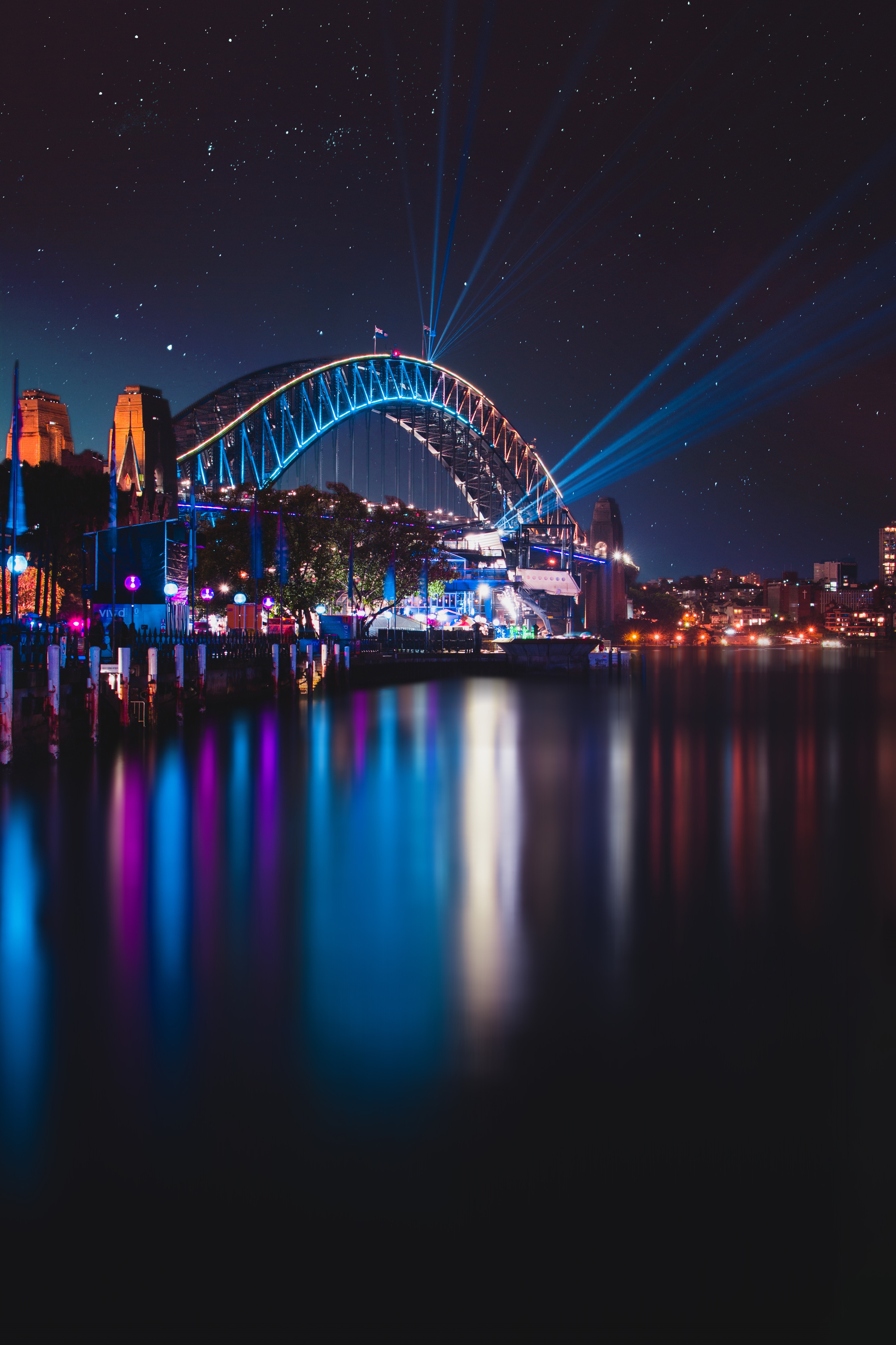 australia, sydney, bridge, city lights, harbour bridge, cities, night city, harbor bridge