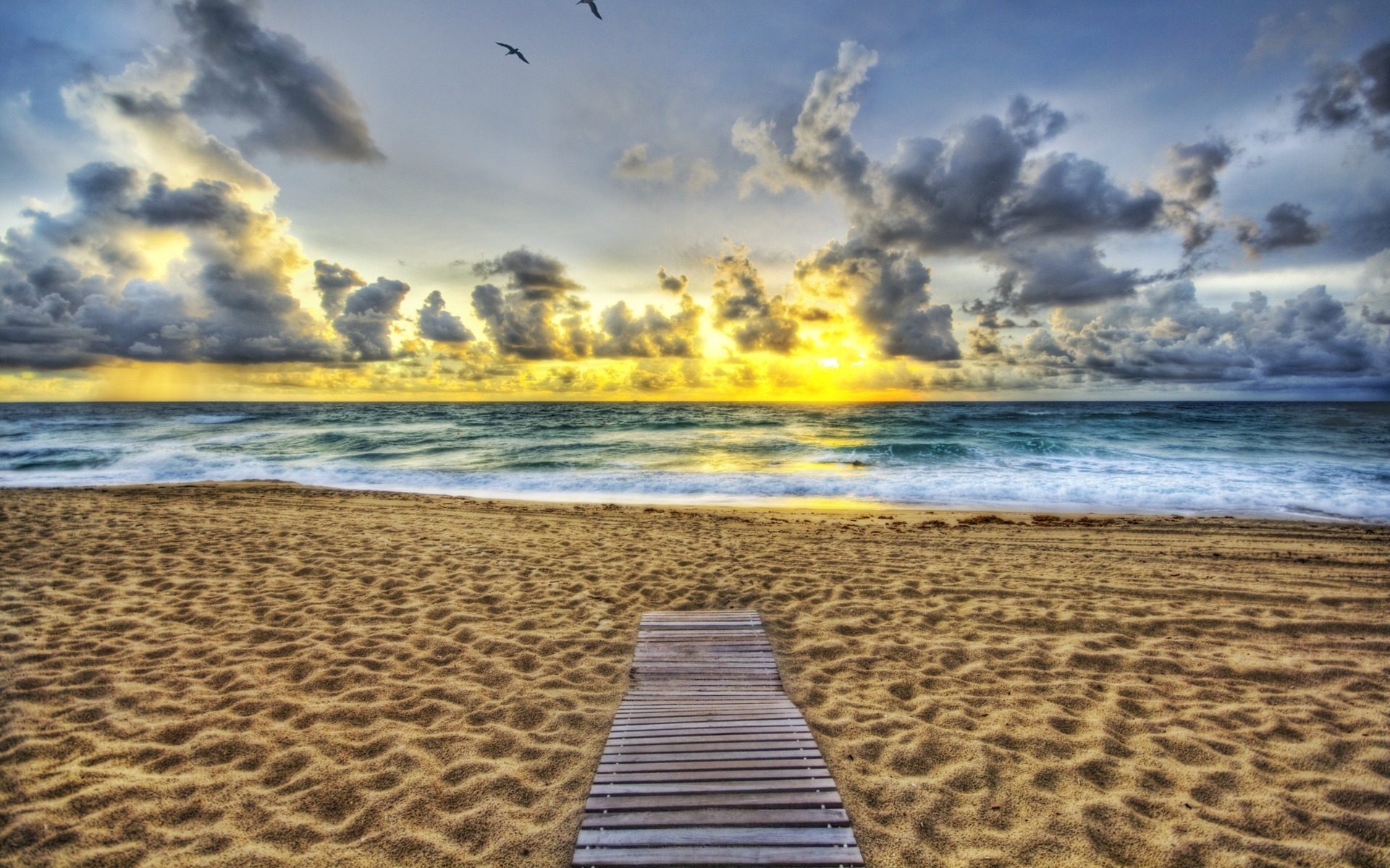在您的 PC 桌面上免費下載 景观, 日落, 海, 云, 海滩 圖片