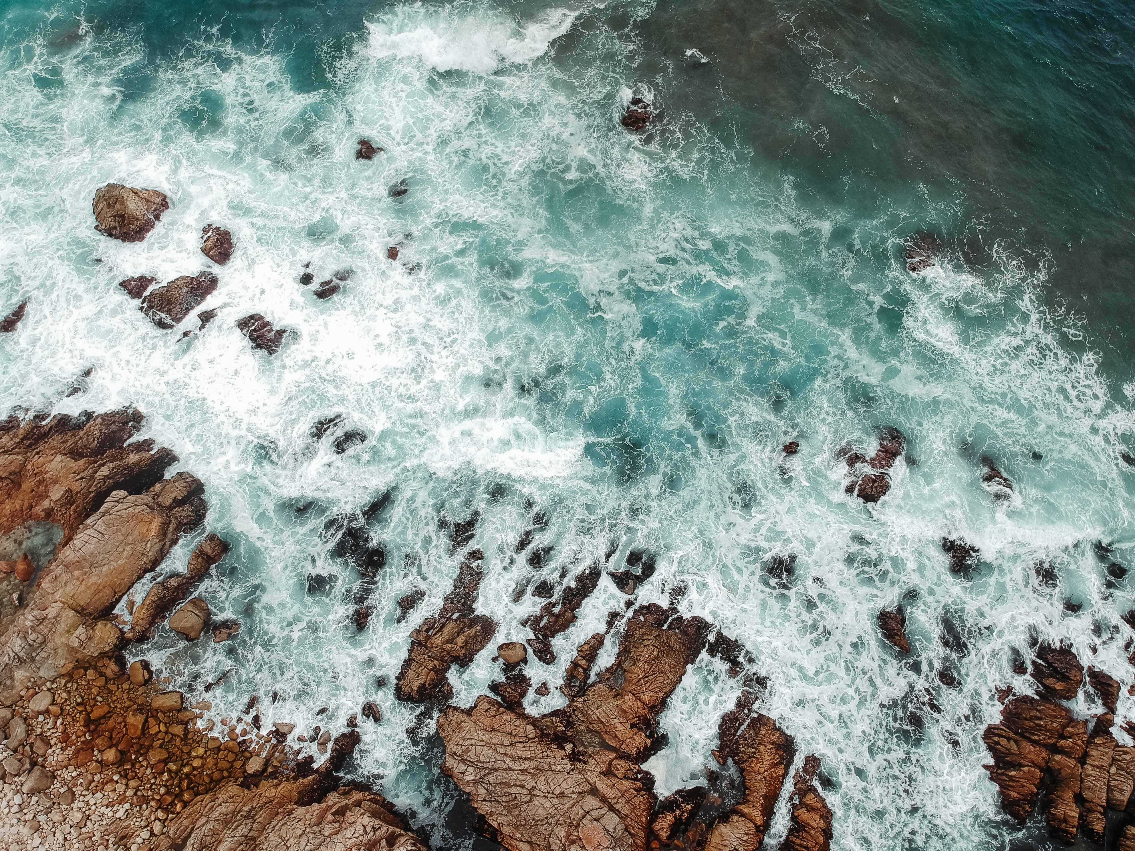 rocks, view from above, nature, stones, sea, foam Free Stock Photo