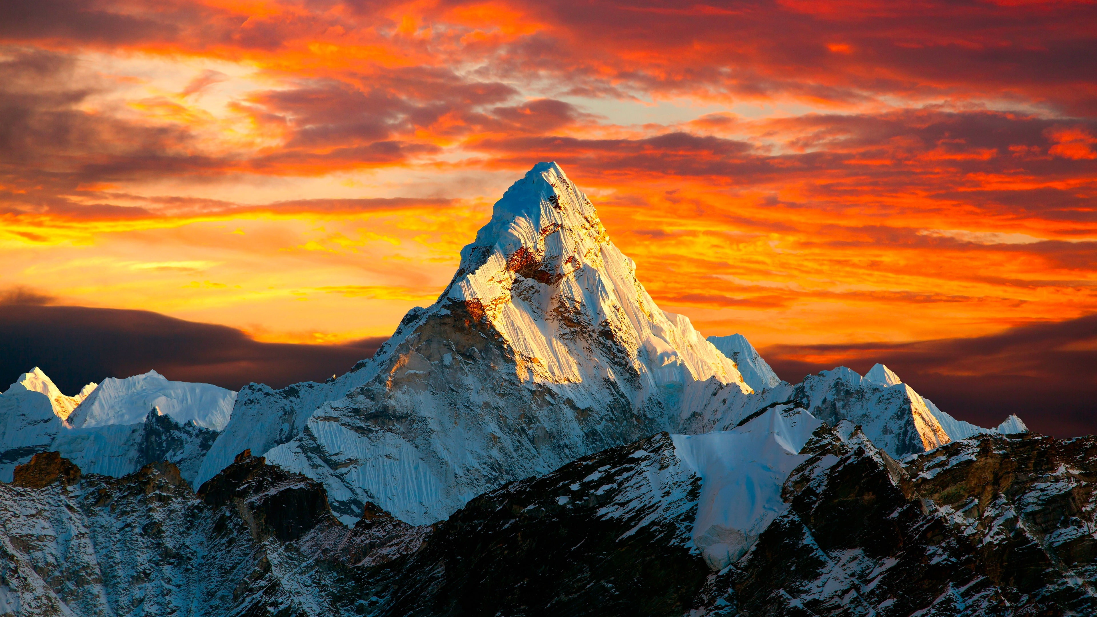 himalayas, earth, mountain, sunset