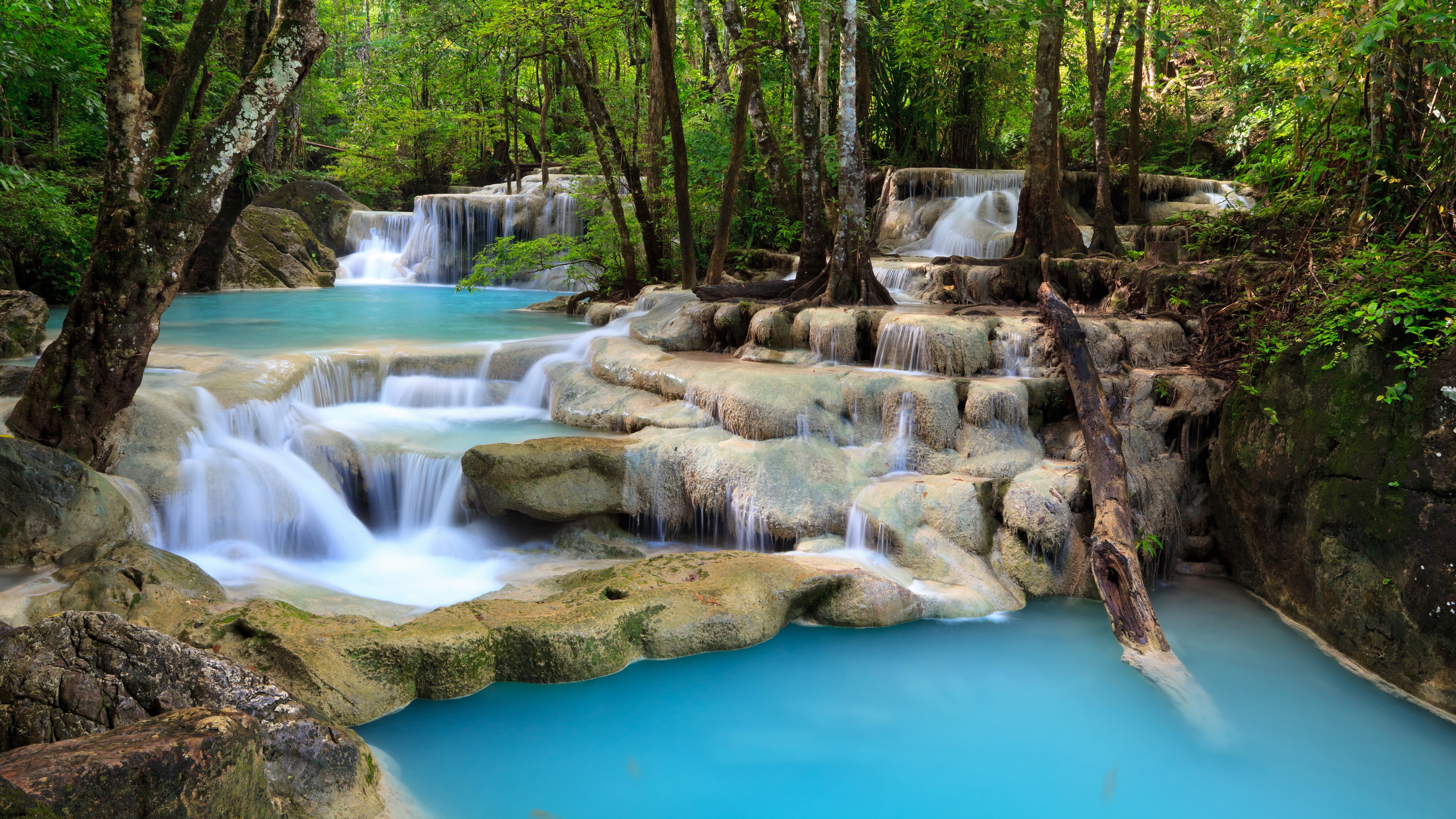 nature, forest, waterfalls, foam, waterfall, earth, turquoise