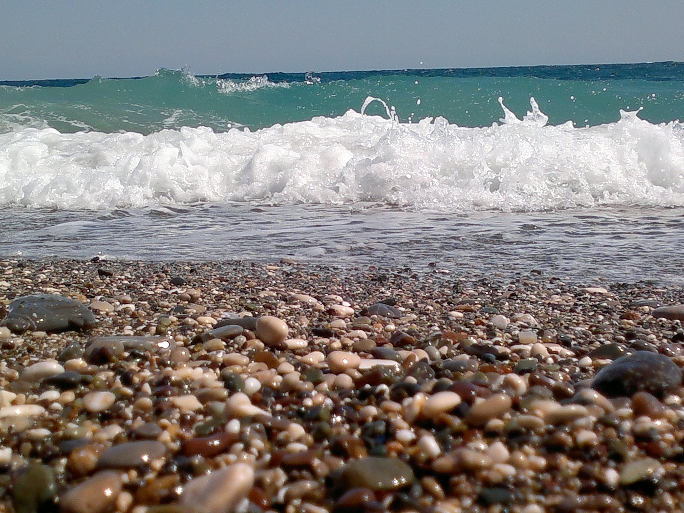 sea, landscape, pebble, waves, beach