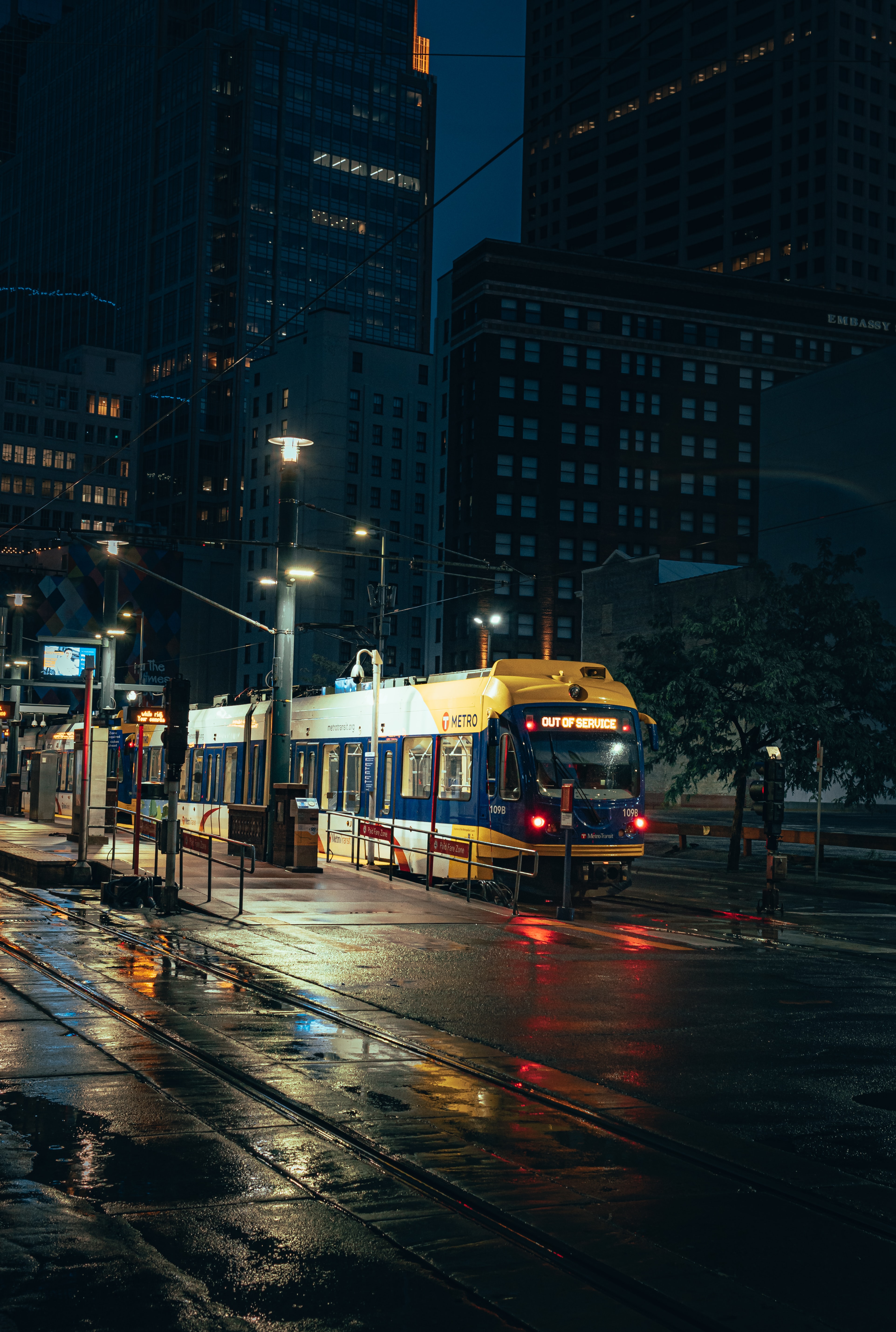 subway, train, cities, night city, rails, metro for android
