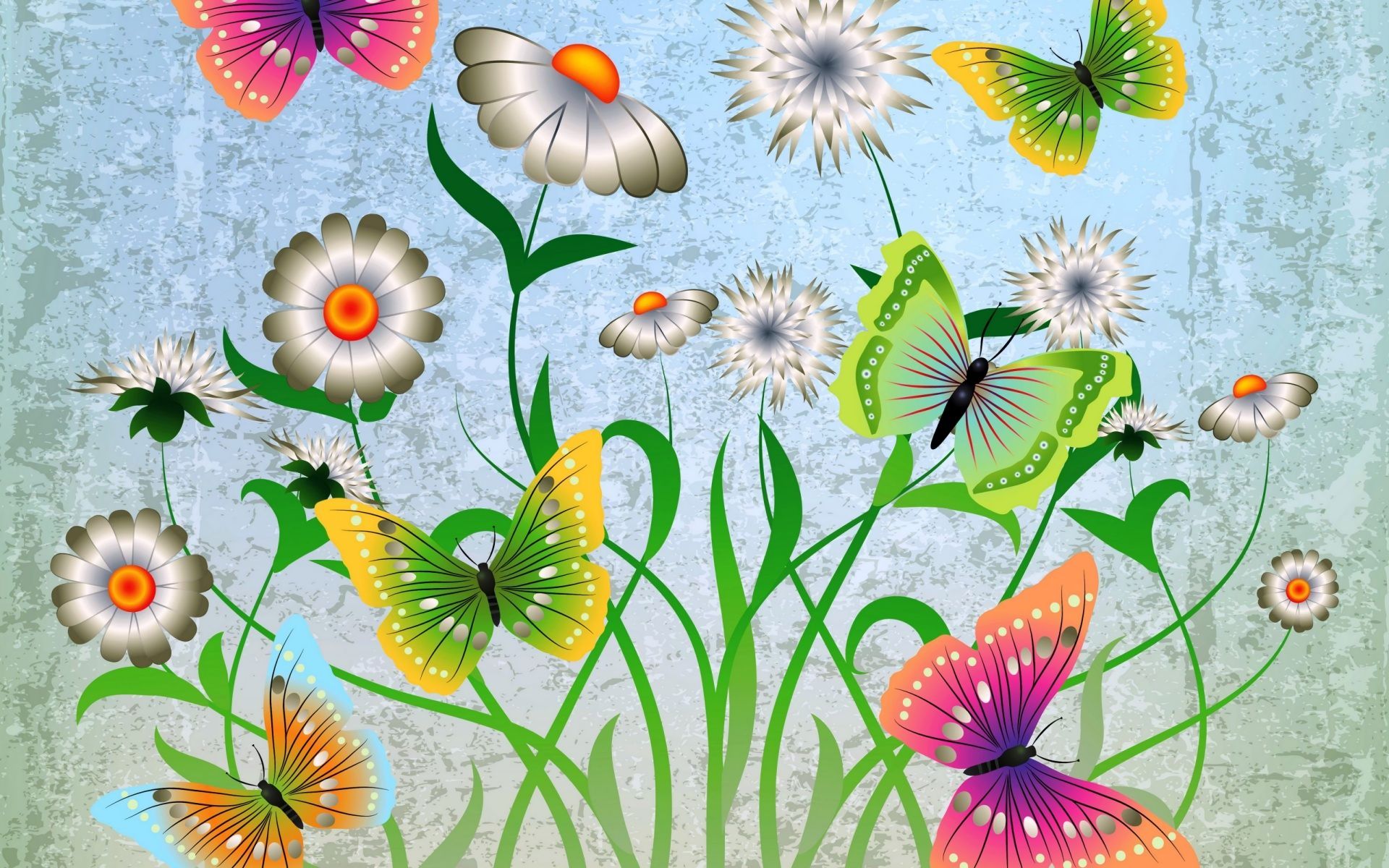 Рисунки с бабочками и цветами