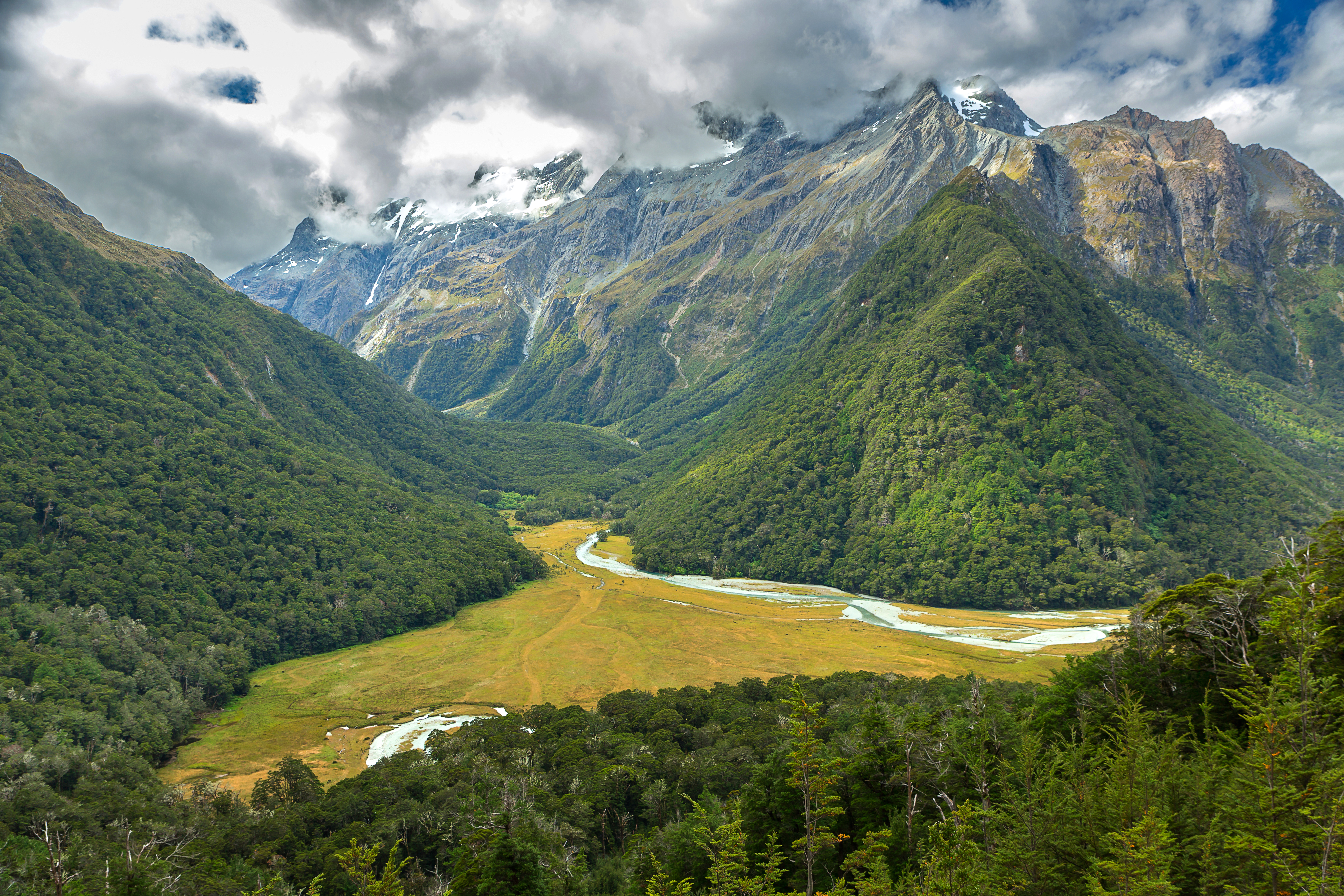 new zealand, earth, mountain, cloud, landscape, routeburn track, south island (new zealand), southern alps, mountains