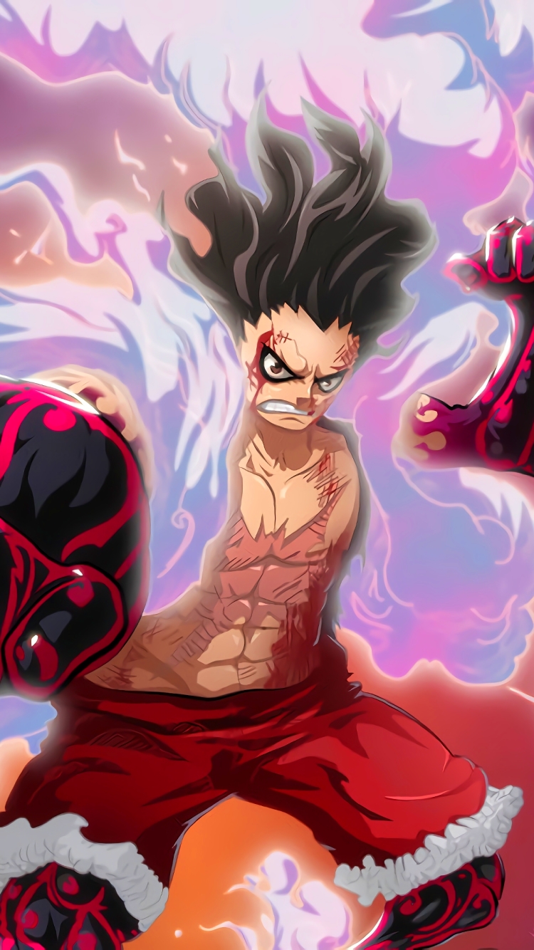 anime, one piece, monkey d luffy, gear fourth, angry
