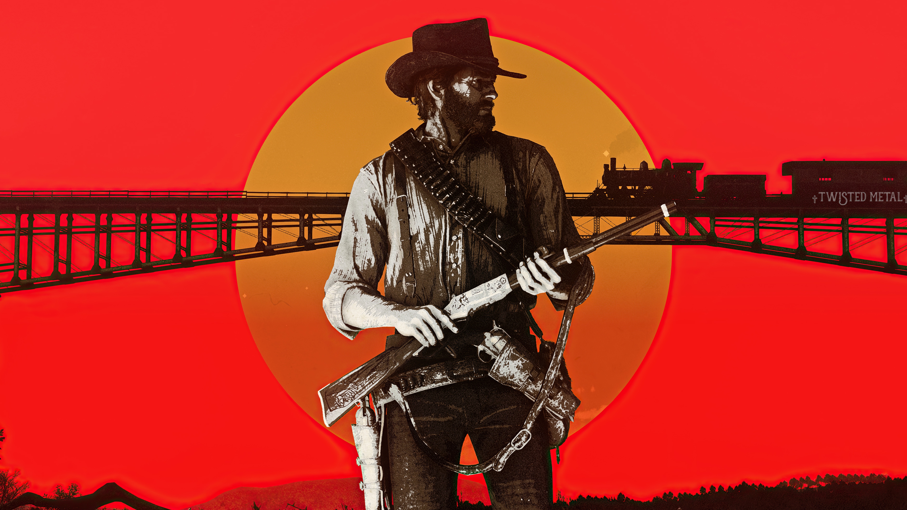 red dead redemption 2, arthur morgan, red dead, video game, bridge, train, western HD wallpaper