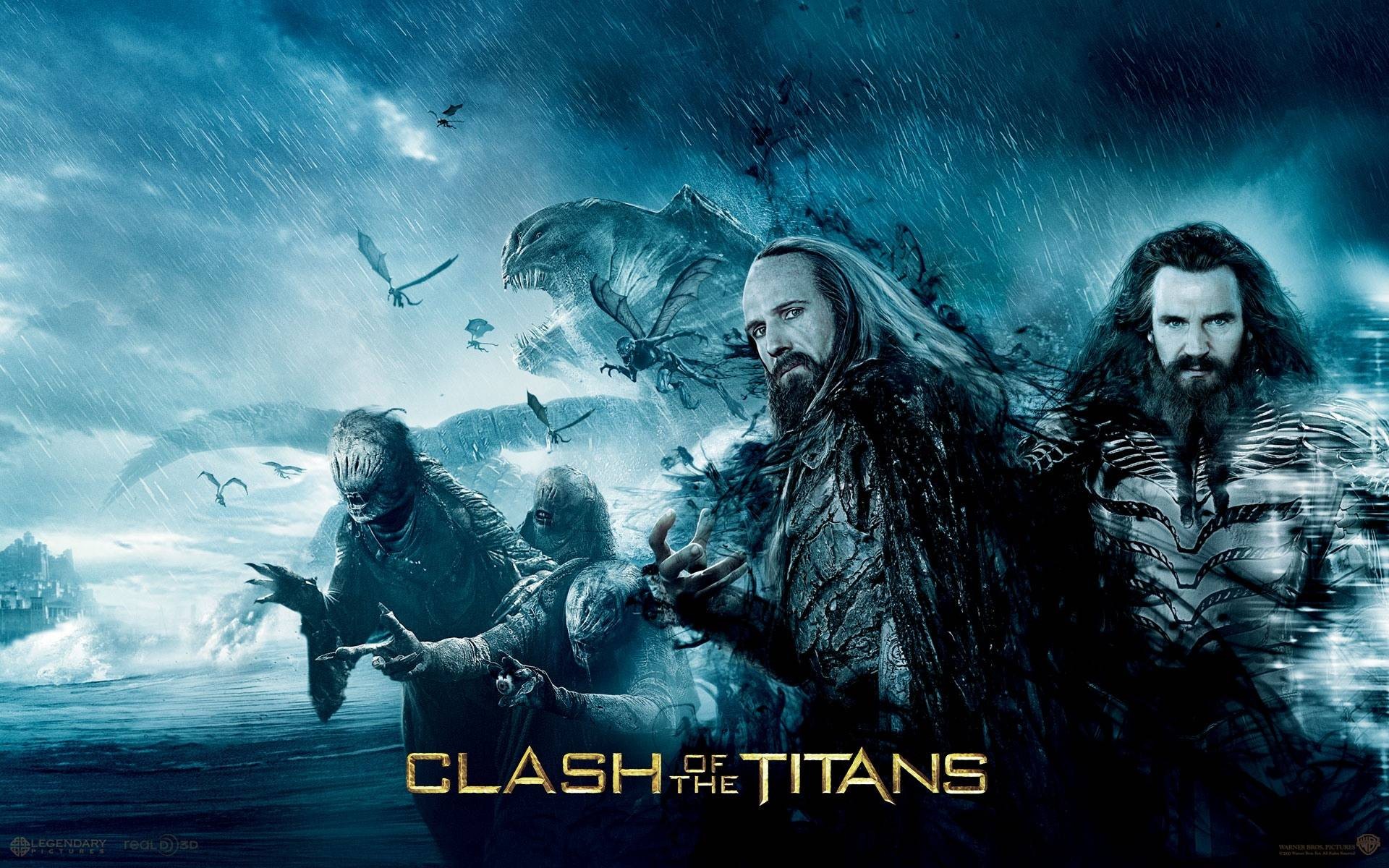 monster, movie, clash of the titans (2010), beast, bird, clash of the titans, rain, sea, storm, water