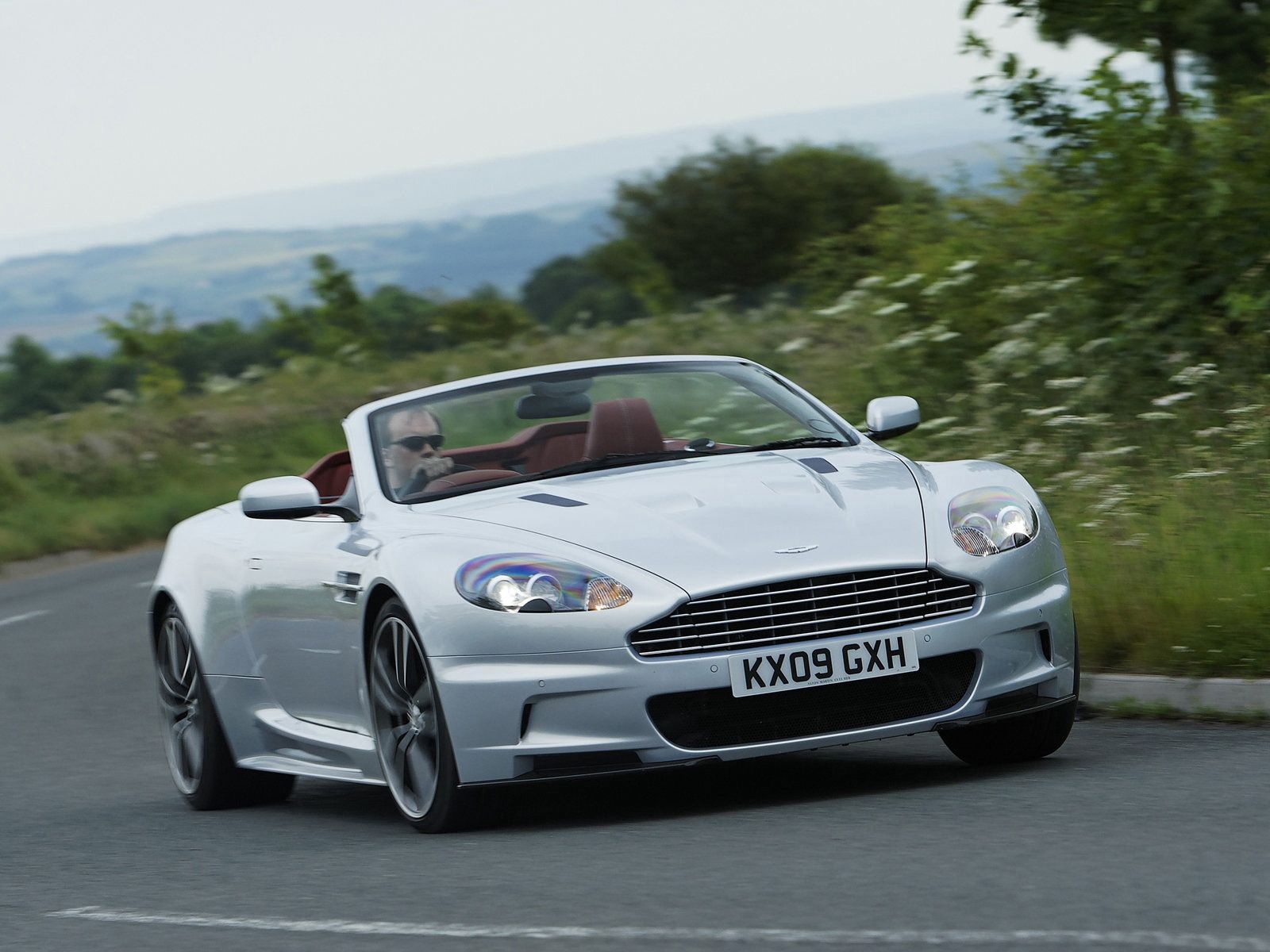 sports, trees, grass, aston martin, cars, white, front view, dbs, 2009 for Windows