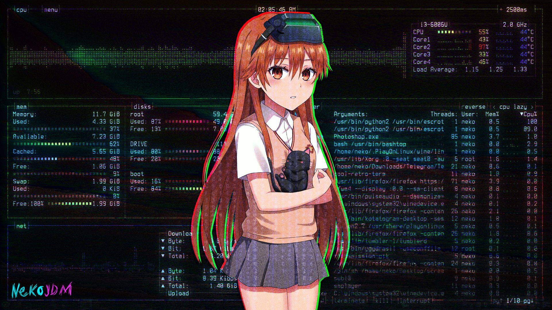 Girl With Computer anime hacker HD wallpaper  Pxfuel