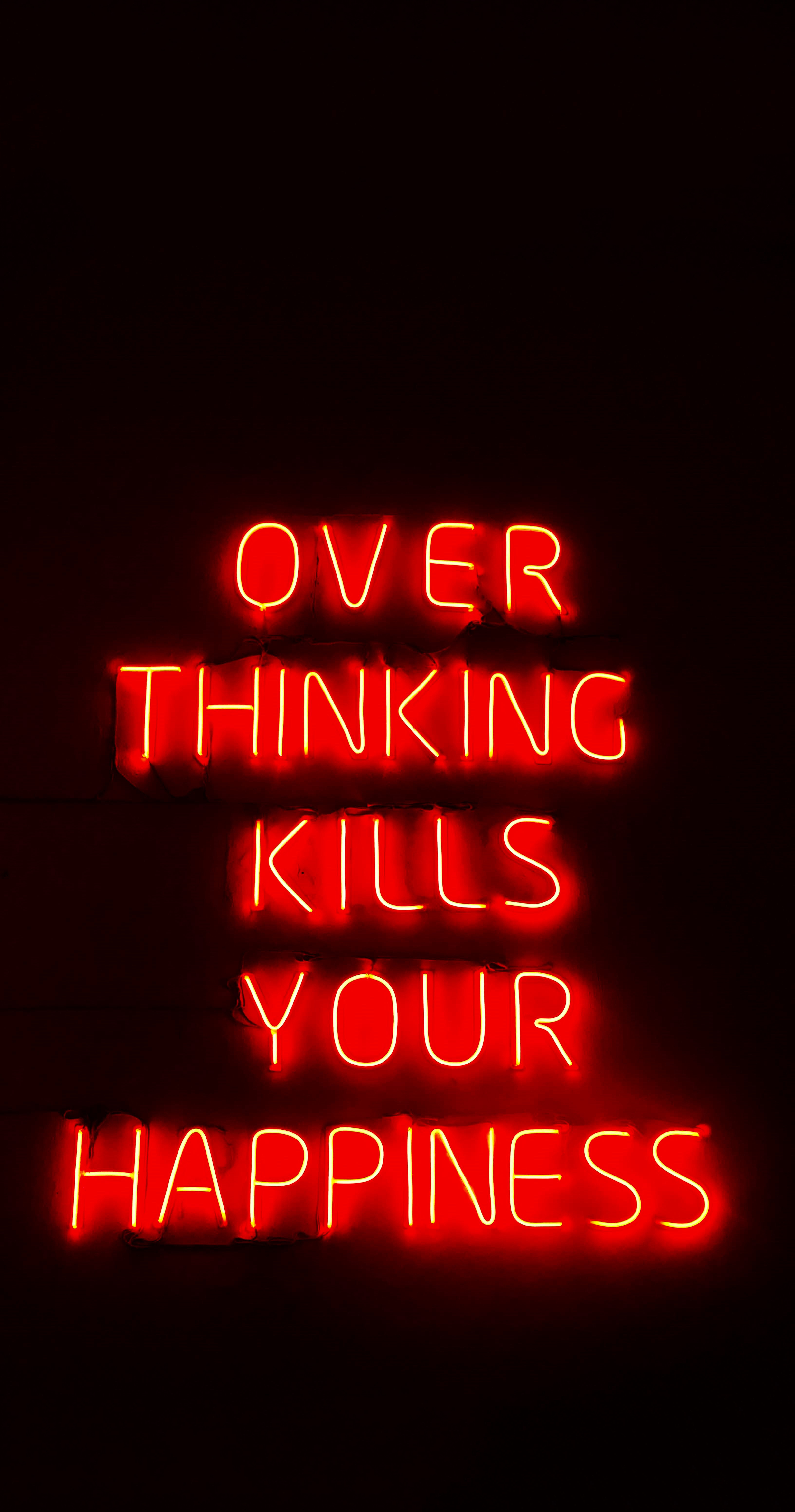 words, neon, thought, happiness, phrase, text, thinking phone wallpaper