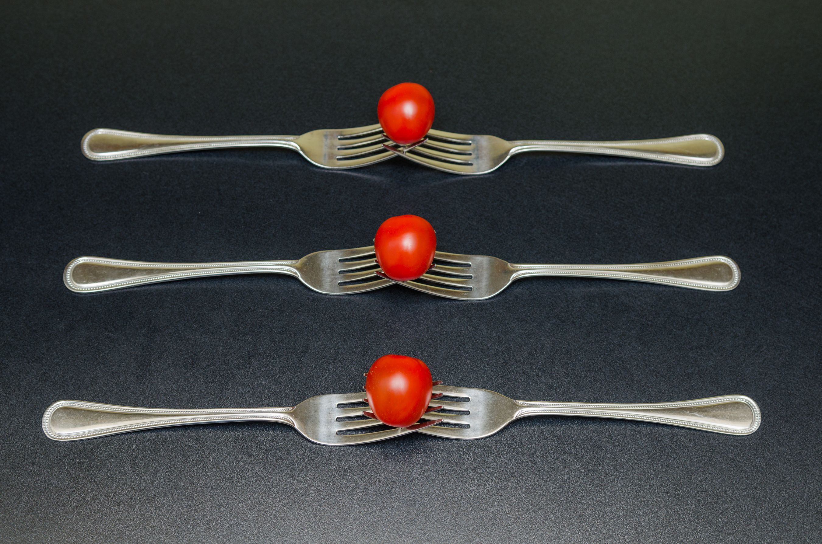 photography, cutlery, cherry tomato, fork HD wallpaper