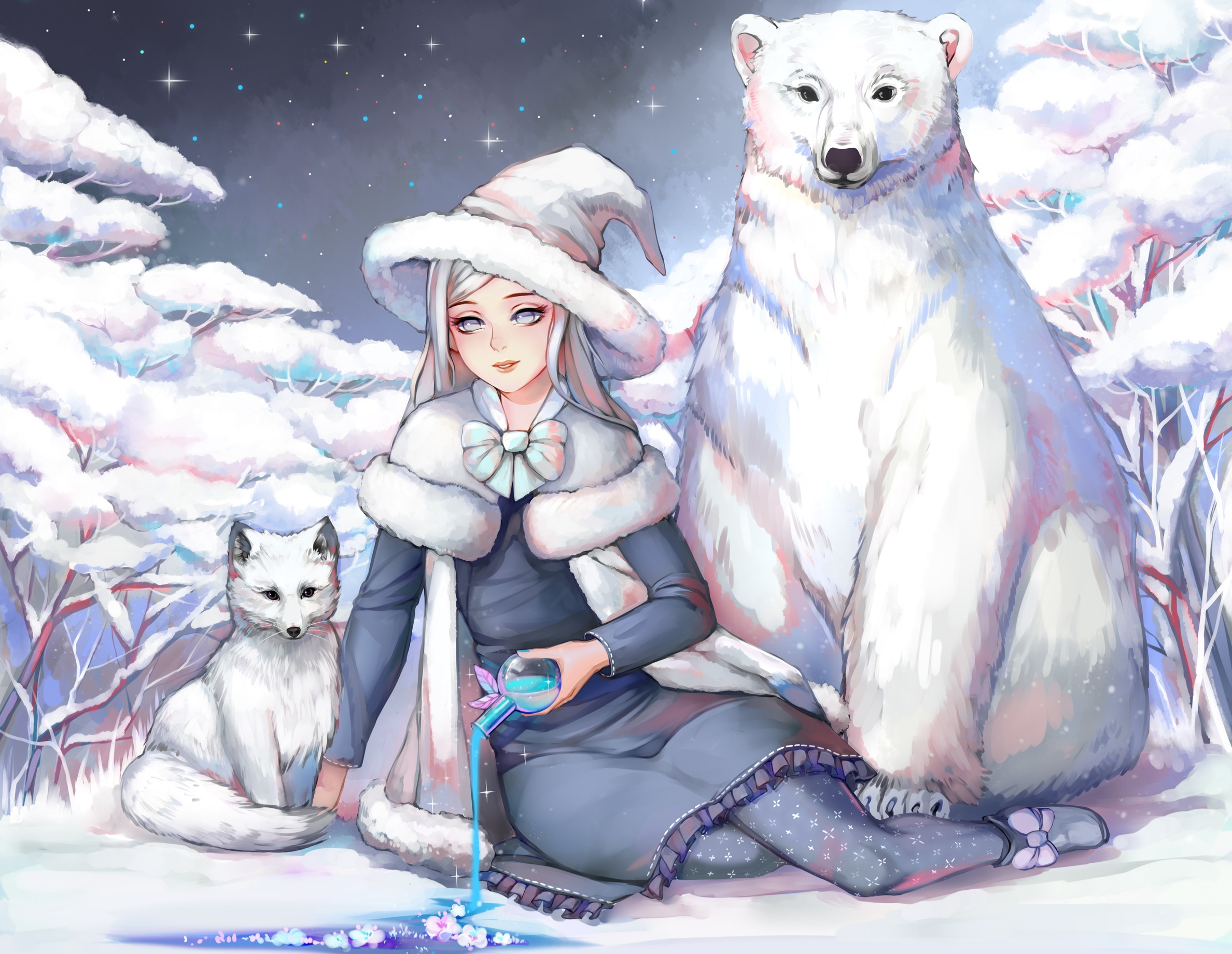 Белый медведь аниме