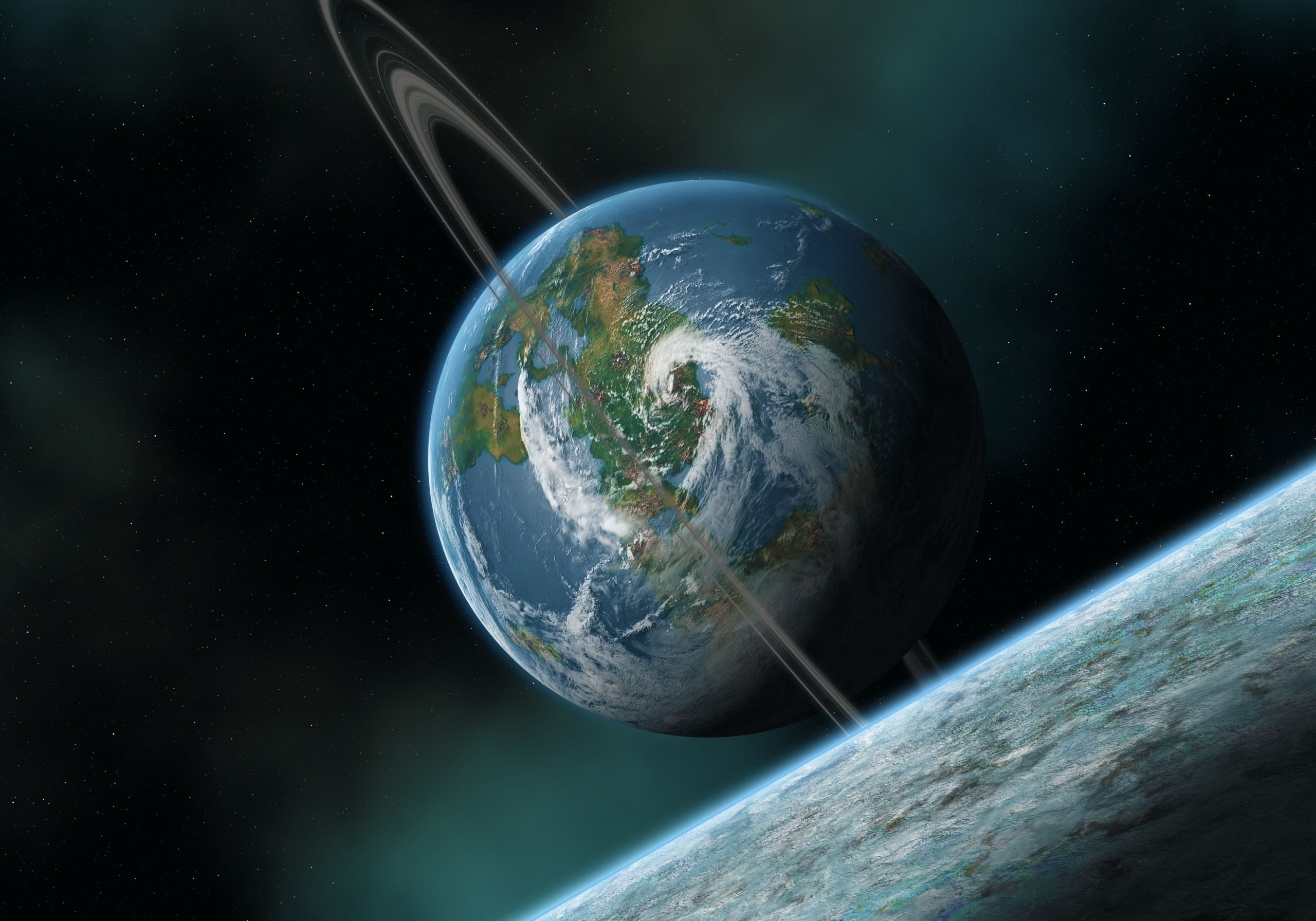 Download mobile wallpaper Earth, Cyclone, Land, Ring, Satellite, Universe for free.