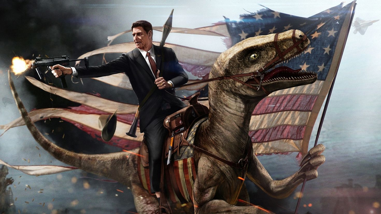 Дино и человек. Рональд Рейган на динозавре. Рональд Рейган Wallpapers. Наполеон на динозавре. Рональд Рейган Call of Duty.