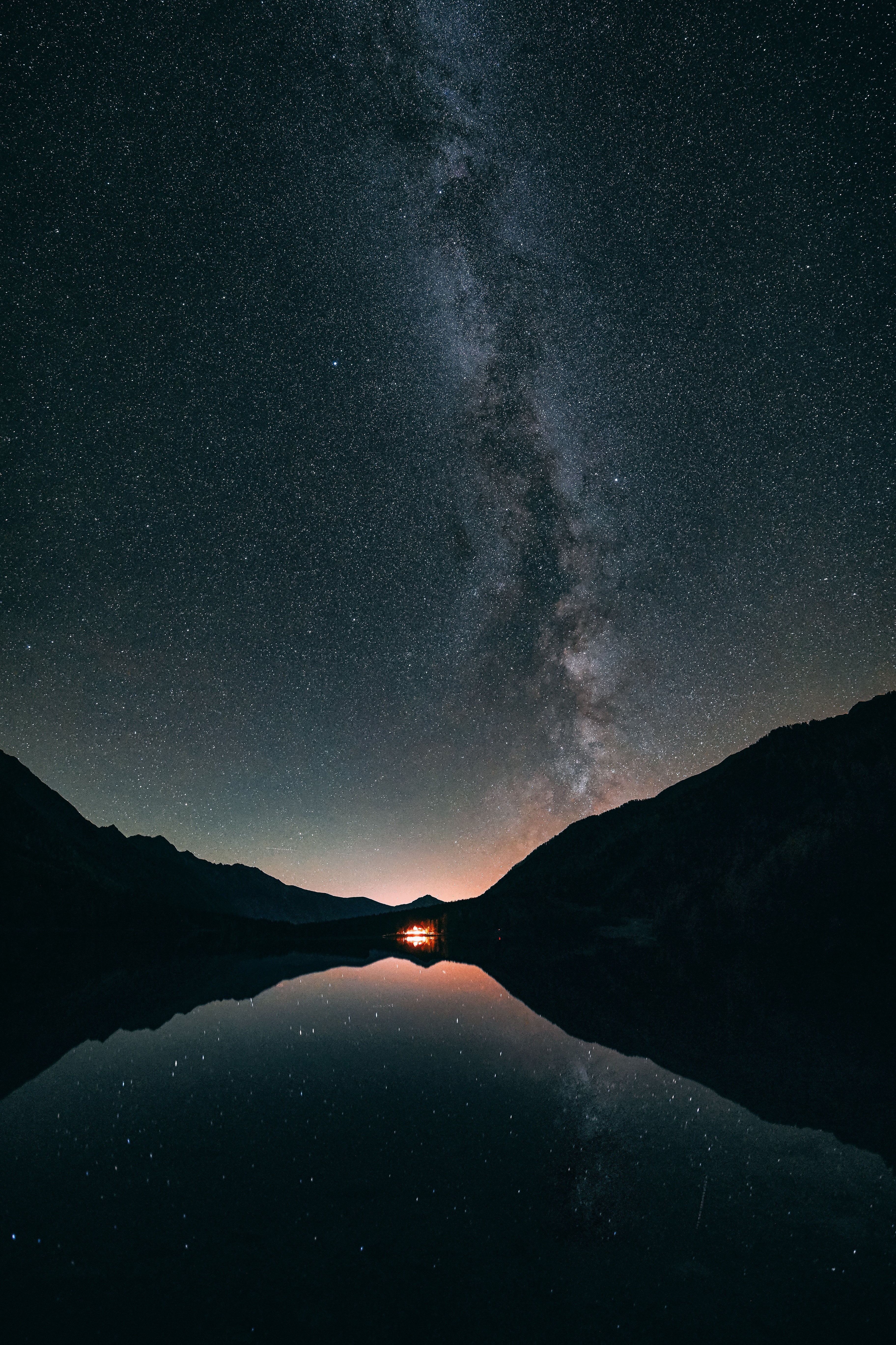 milky way, nature, stars, night, lake, reflection, starry sky HD wallpaper