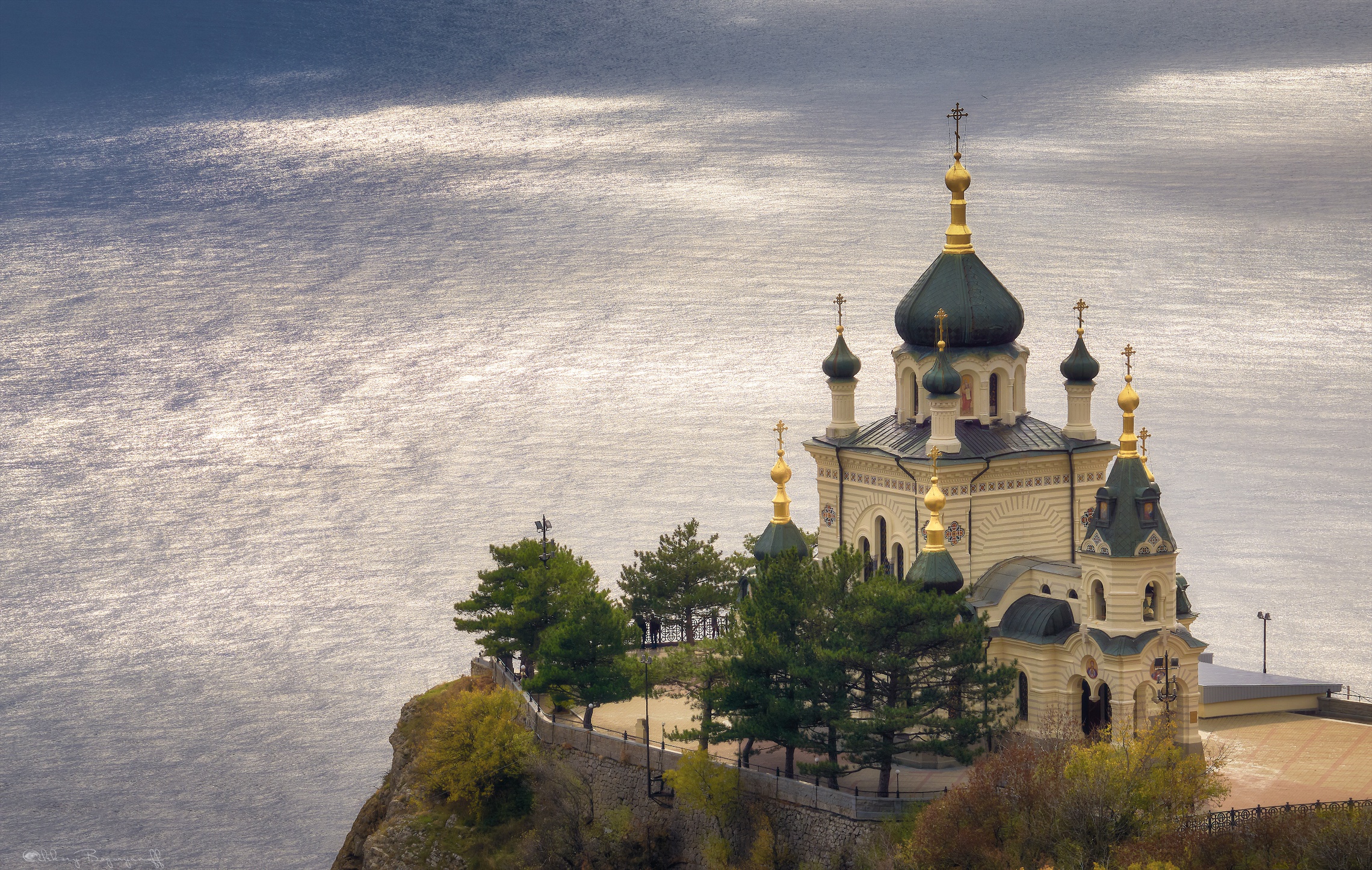 religious, church, black sea, cliff, crimea, russia, sea, temple, churches