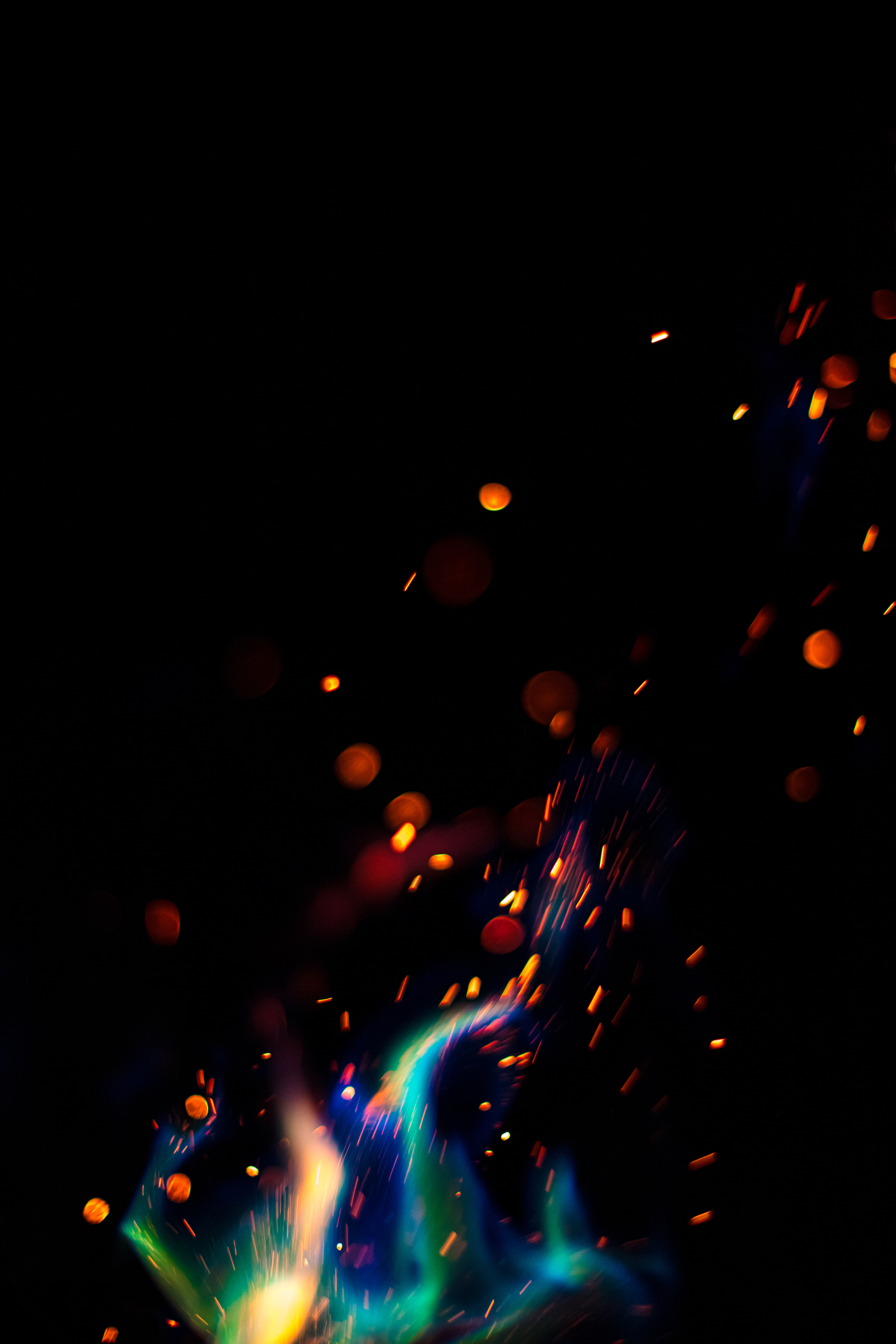 glare, fire, dark, sparks for android