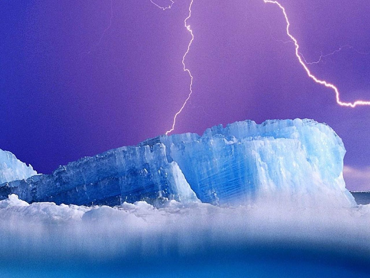 landscape, lightning, snow, antarctica arctic, blue