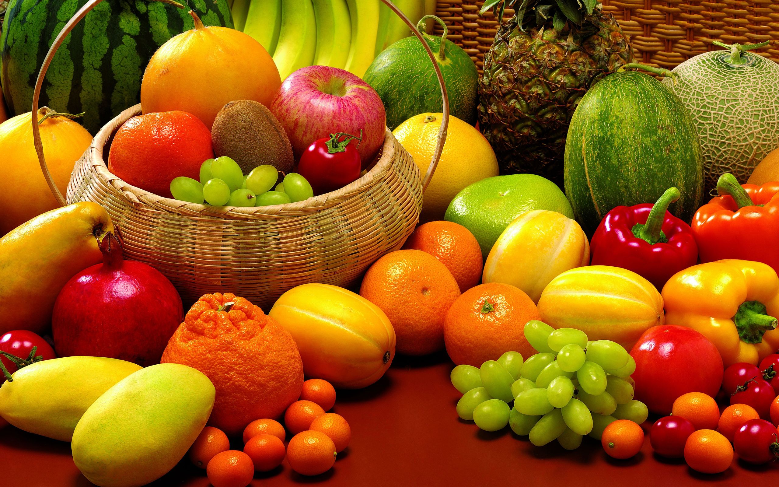 pomegranate, watermelon, fruits, grapes, banana, melon, food, fruit, kumquat, pineapple