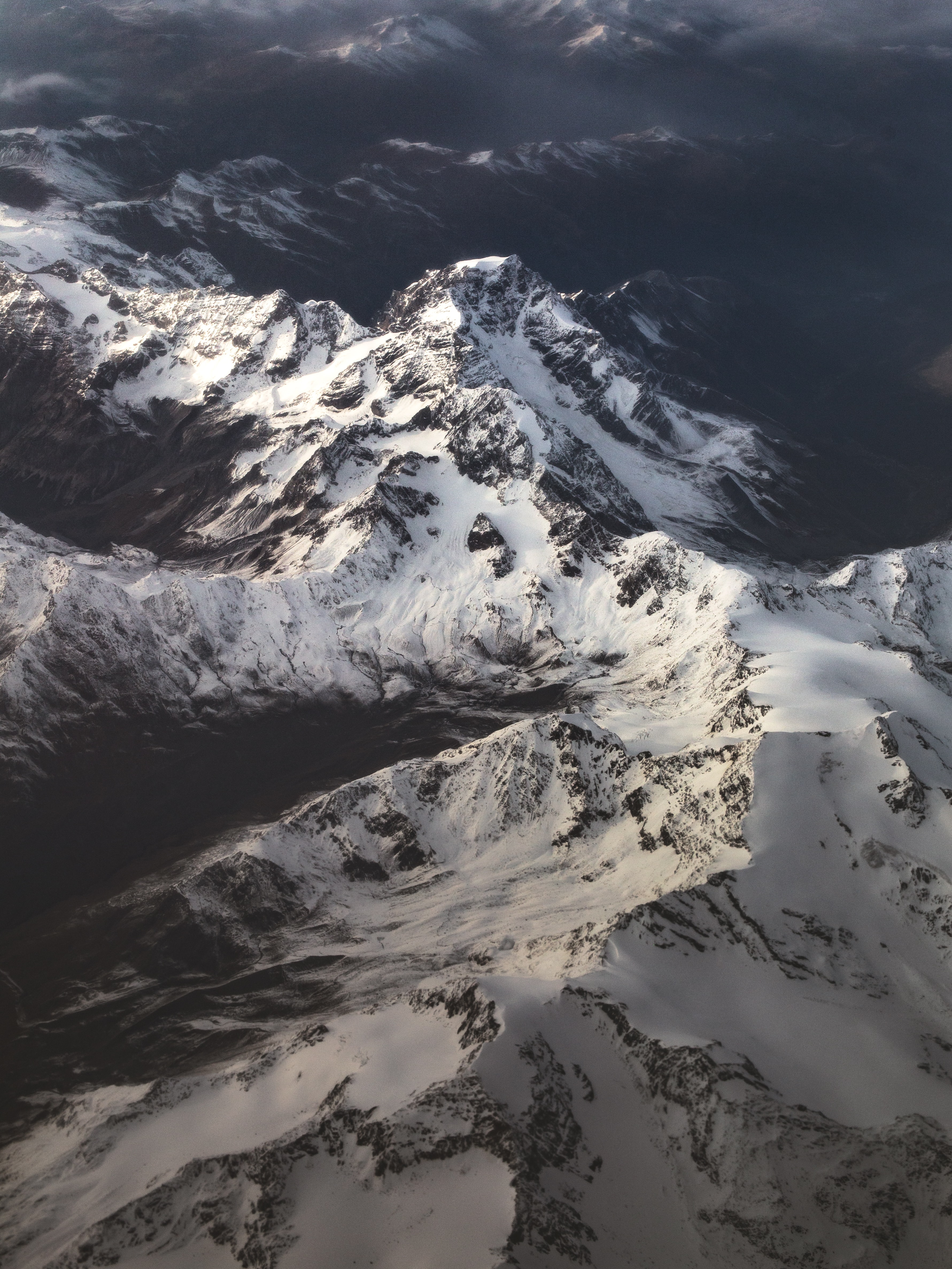 view from above, mountain range, nature, mountains, snow phone background
