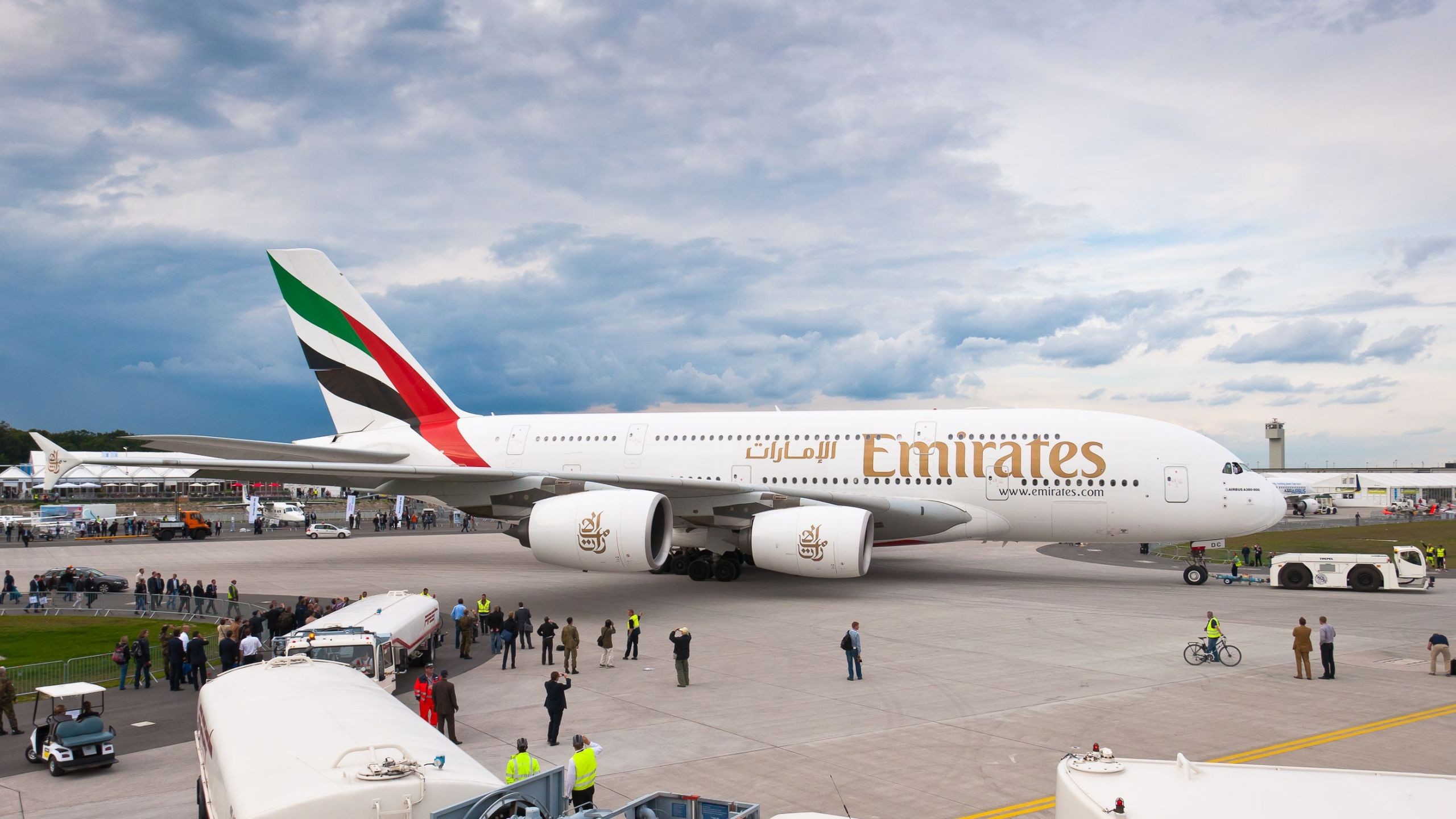 emirates, vehicles, airbus a380, airplane, passenger plane, aircraft