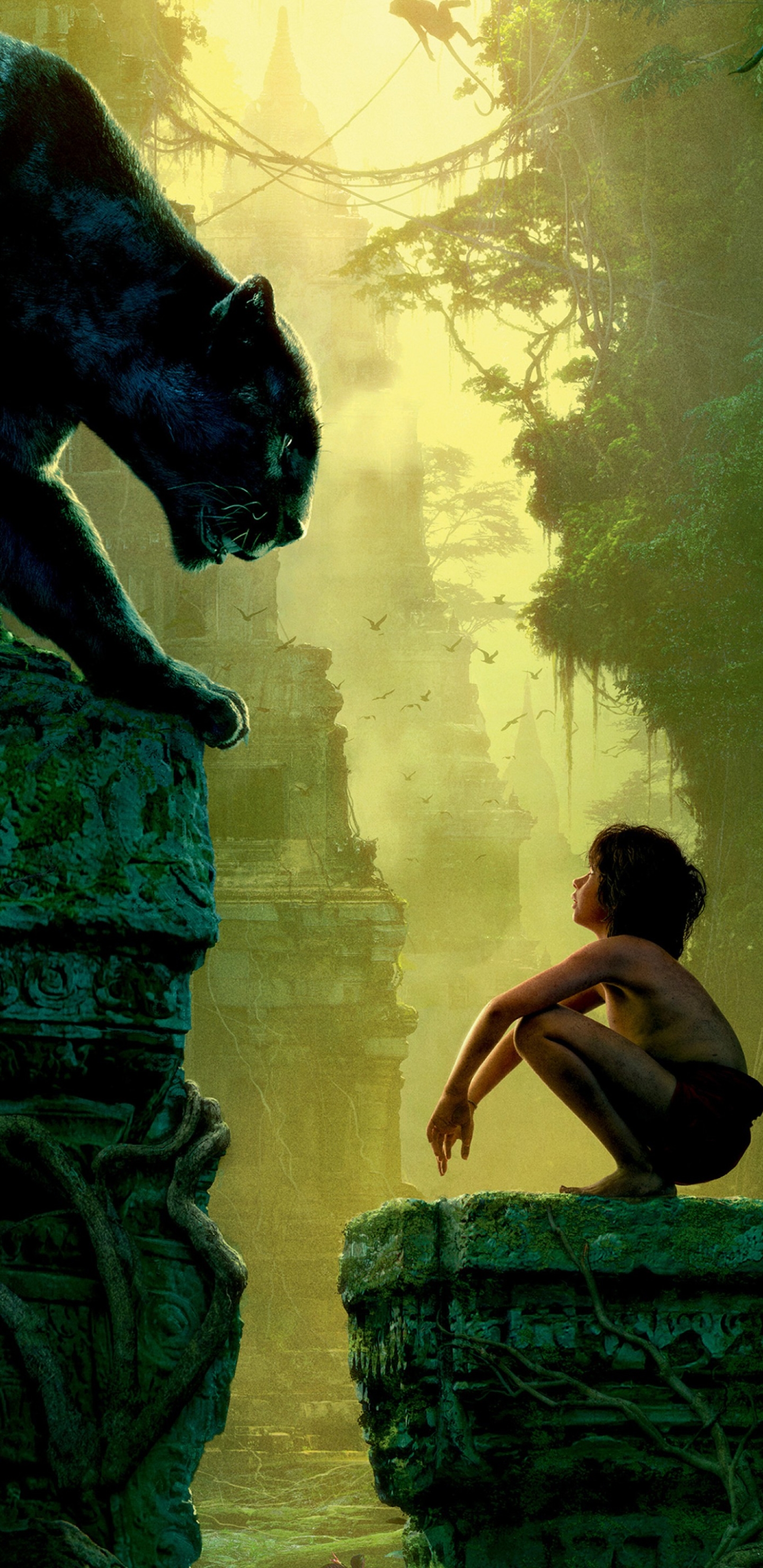 movie, the jungle book (2016), mowgli, bagheera, the jungle book Aesthetic wallpaper