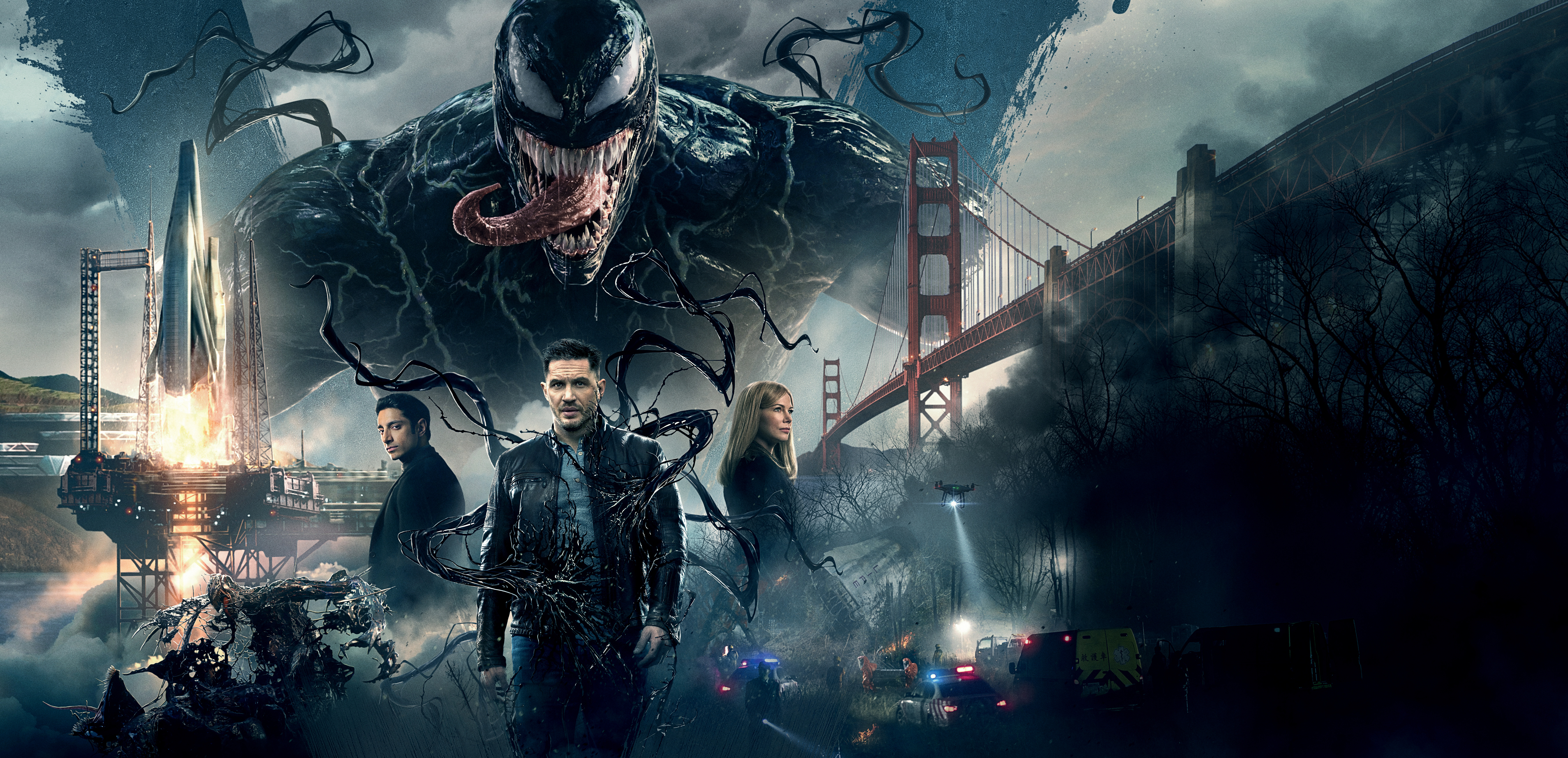 movie, venom, michelle williams, riz ahmed, tom hardy for android