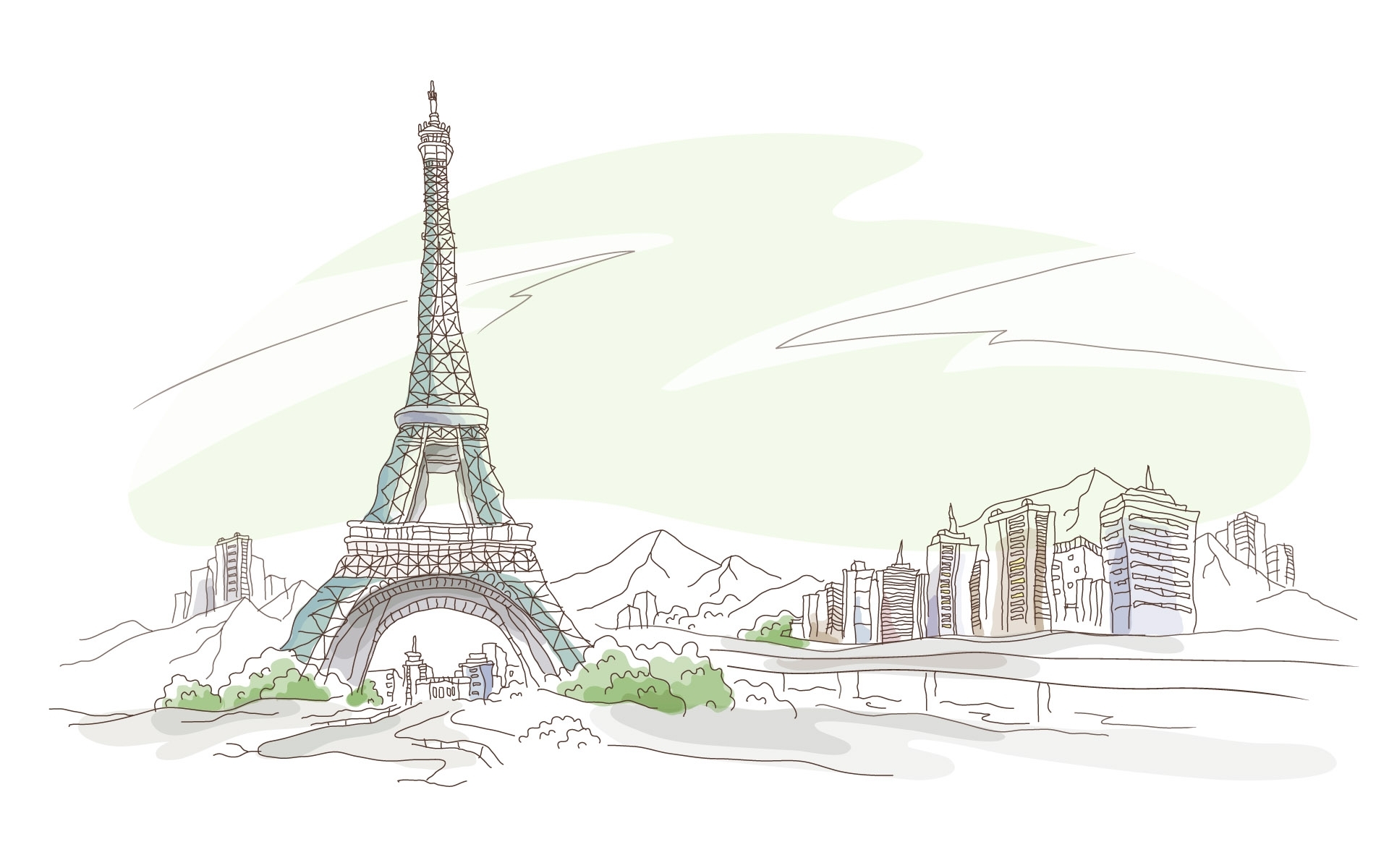 Téléchargez gratuitement l'image Paysage, Tour Eiffel, Dessins sur le bureau de votre PC