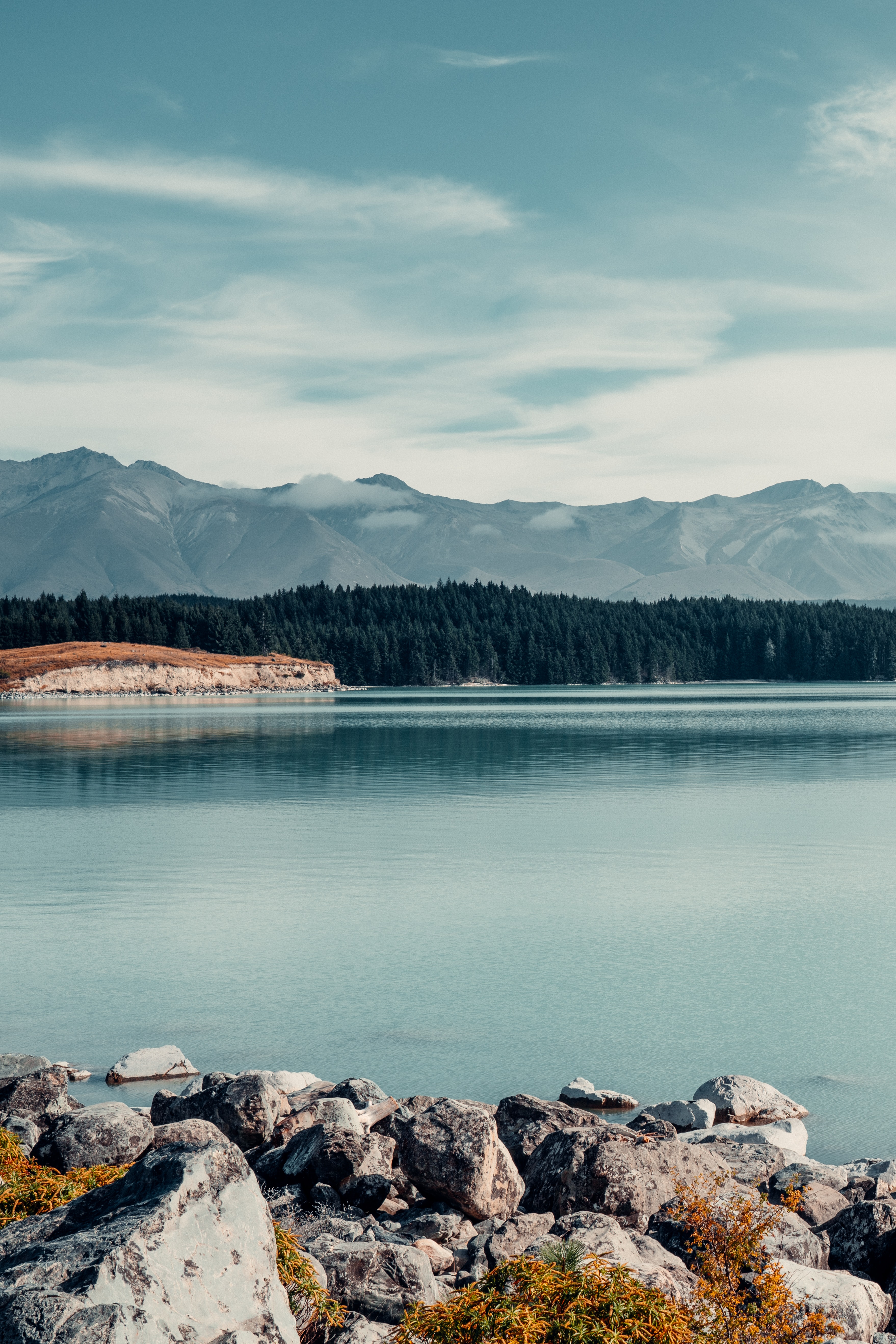 nature, mountains, lake, forest, lumps, blocks Aesthetic wallpaper