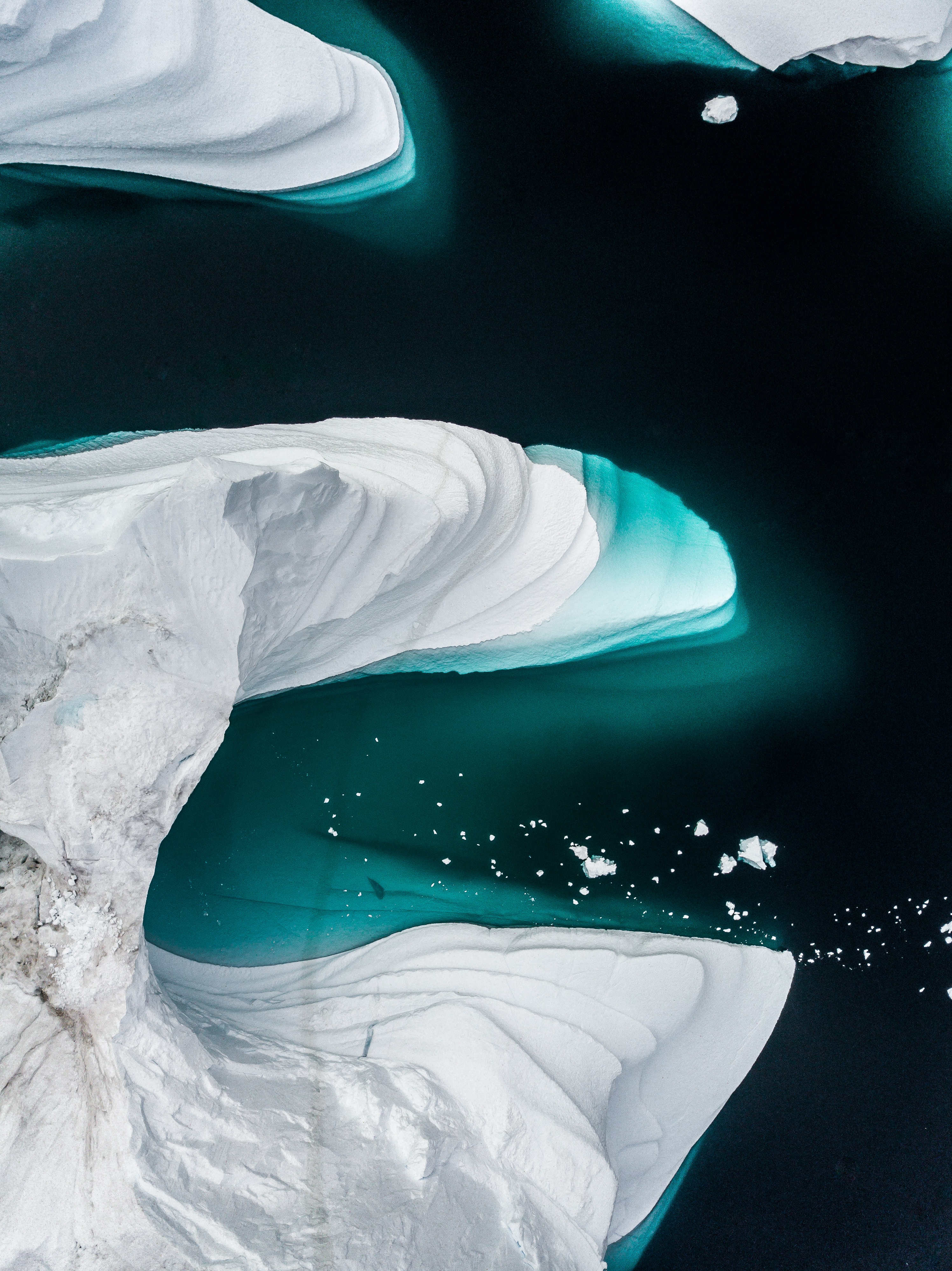 wallpapers glacier, nature, water, ice, icebergs, view from above