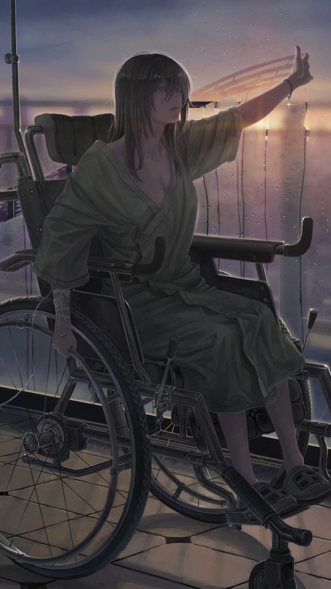 prompthunt: portrait of smiling cute girl on futuristic wheelchair, sunset  sky in background, beach landscape, illustration concept art anime key  visual trending pixiv fanbox by wlop and greg rutkowski and makoto shinkai
