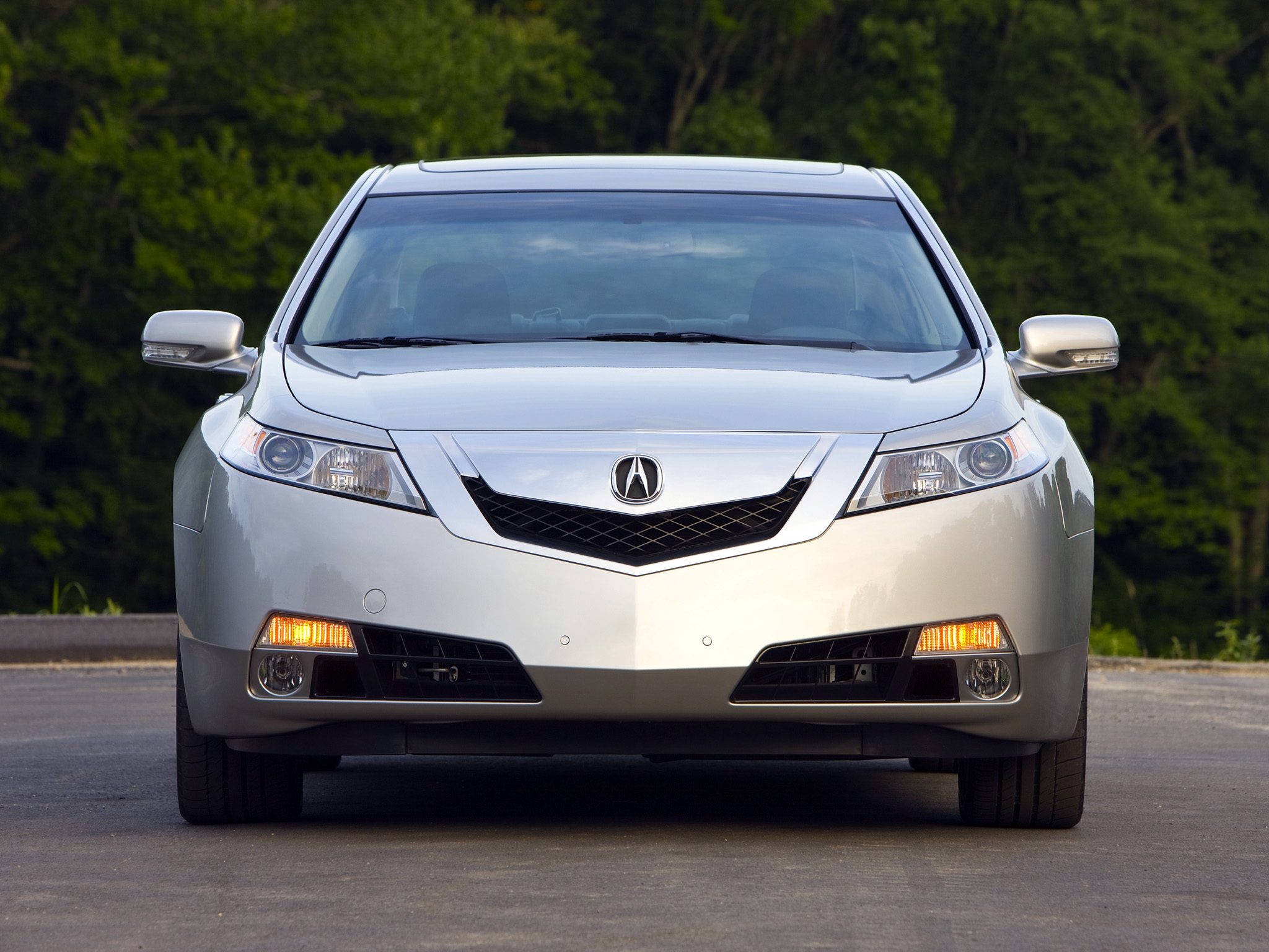 auto, trees, acura, cars, front view, style, akura, 2008, tl, silver metallic wallpapers for tablet