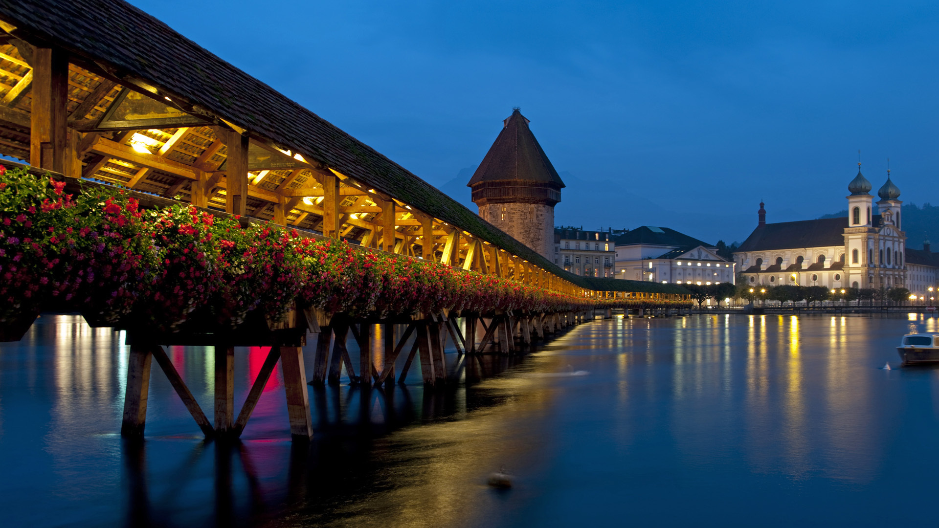 免费下载桥, 瑞士, 卢塞恩, 人造, 教堂桥手机壁纸。