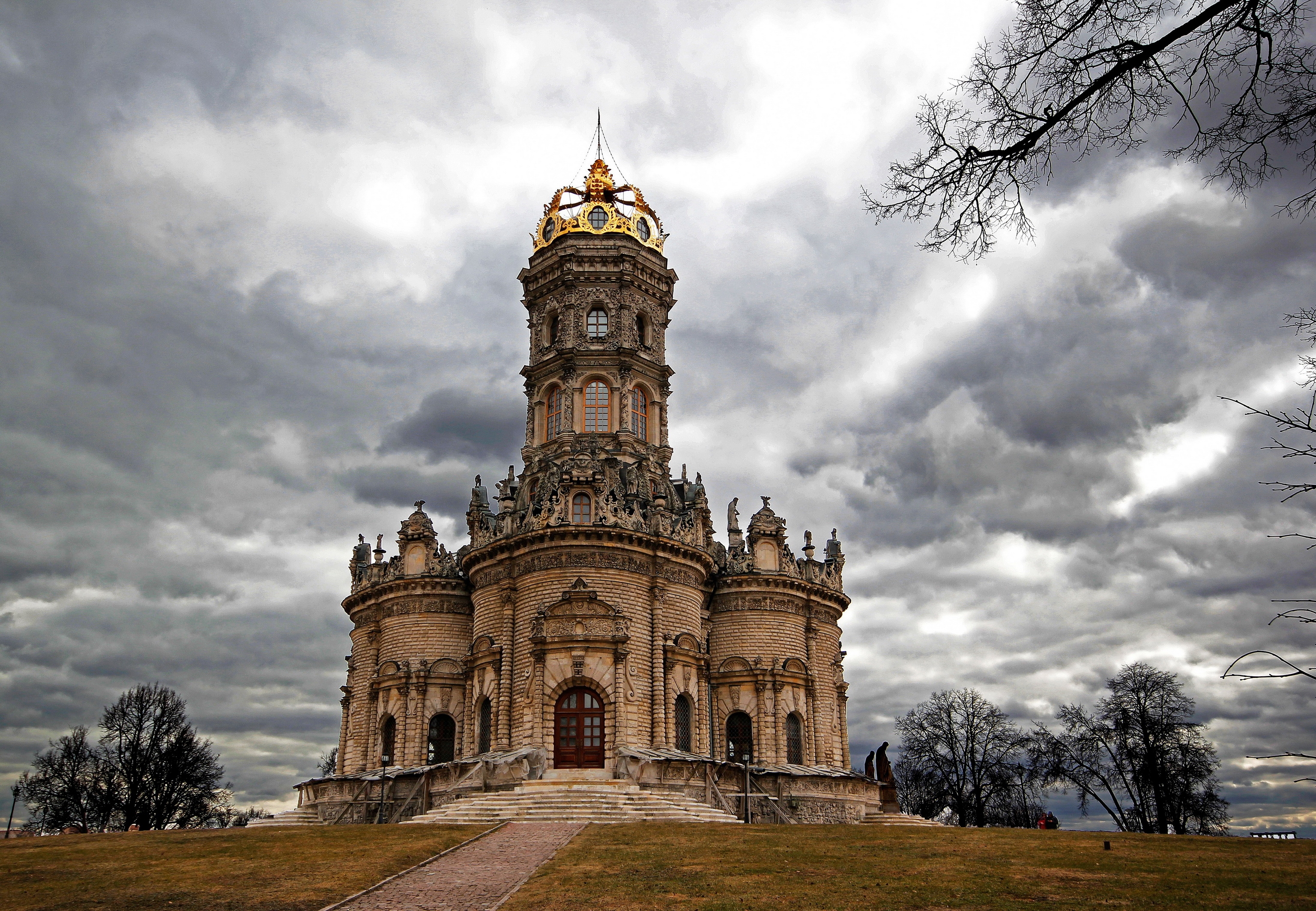 church, signs, russia, cities, clouds, dubrovitsy, dubrovica, podolsk cell phone wallpapers