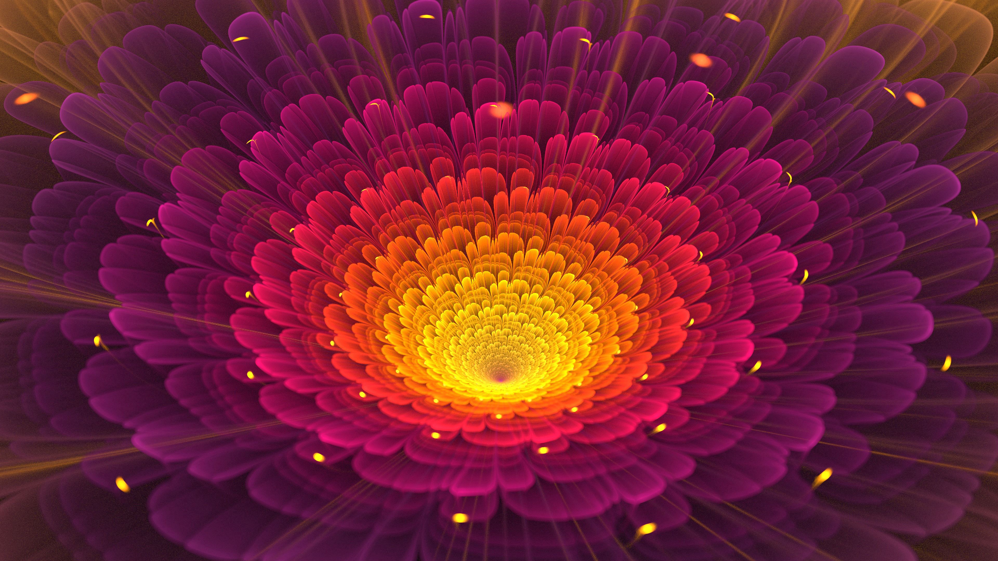 abstract, flower, bright, fractal, glow 1080p